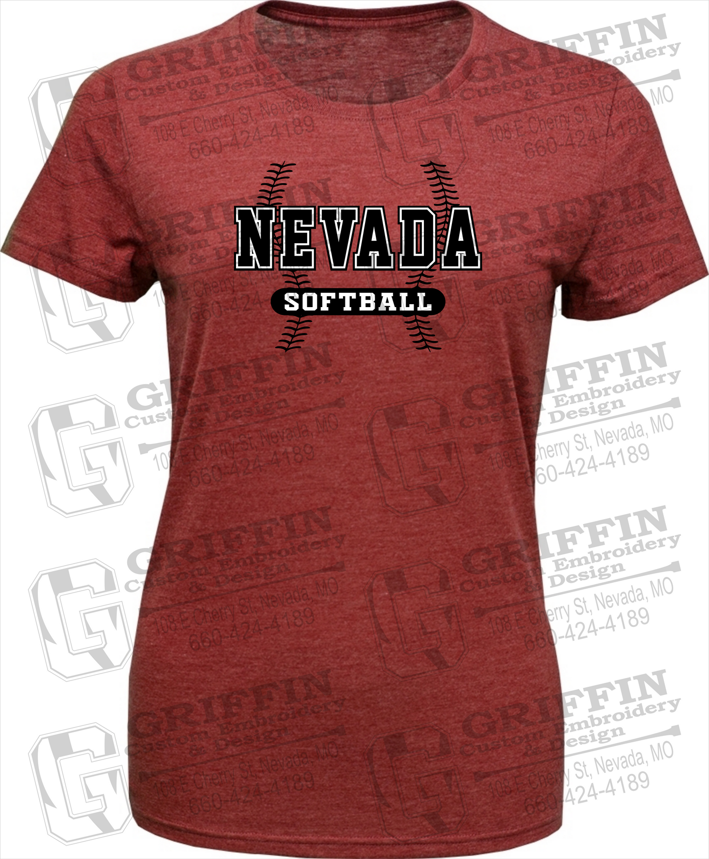 Womens Tri-Blend T-Shirt - Softball - Nevada Tigers 24-E