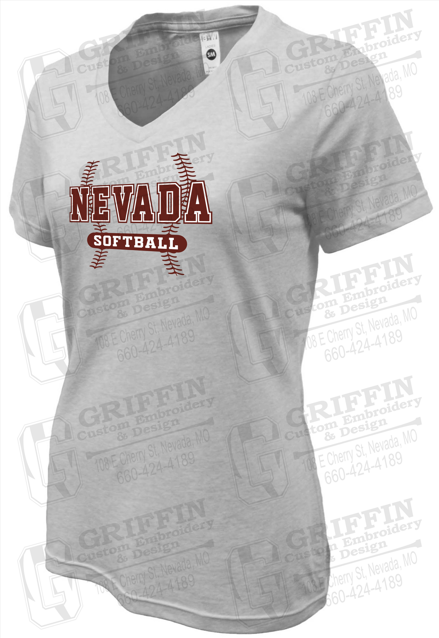 Womens Soft-Tek V-Neck T-Shirt - Softball - Nevada Tigers 24-E