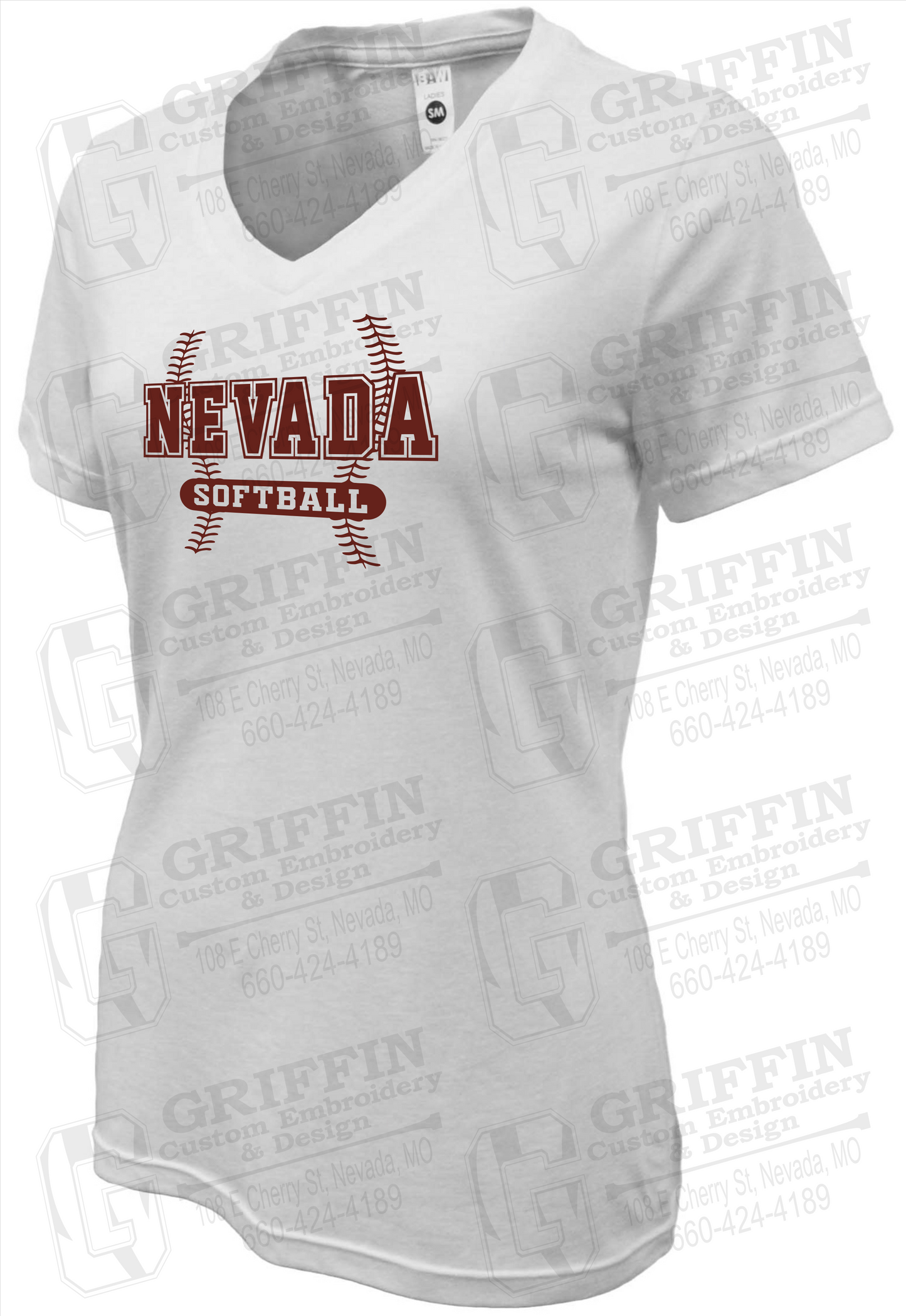 Womens Soft-Tek V-Neck T-Shirt - Softball - Nevada Tigers 24-E