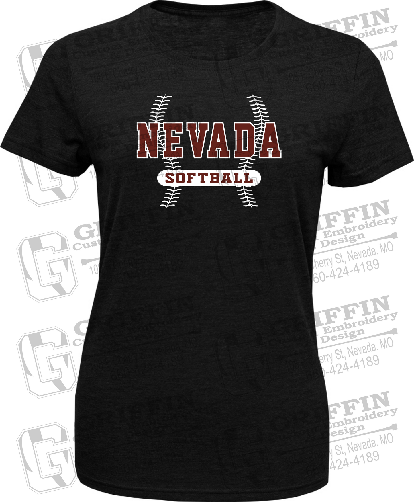 Womens Tri-Blend T-Shirt - Softball - Nevada Tigers 24-E