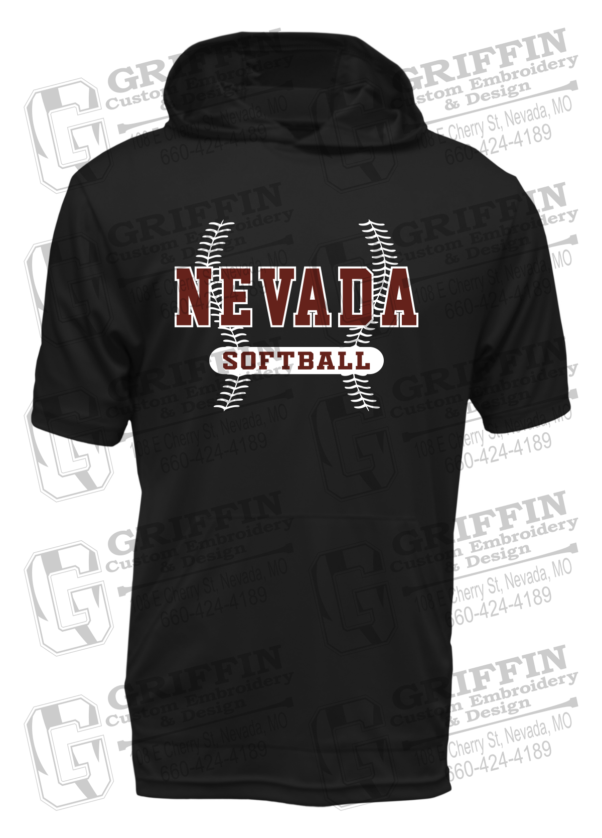 Dry-Fit Short Sleeve T-Shirt Hoodie - Softball - Nevada Tigers 24-E
