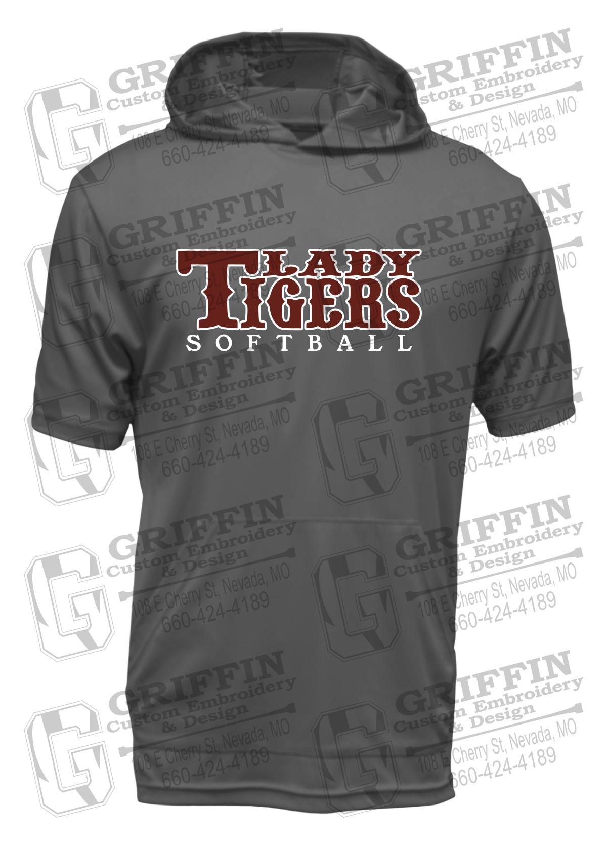 Dry-Fit Short Sleeve T-Shirt Hoodie - Softball - Nevada Tigers 24-F