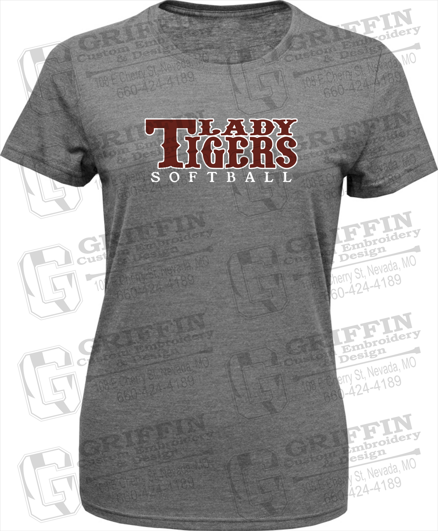 Womens Tri-Blend T-Shirt - Softball - Nevada Tigers 24-F