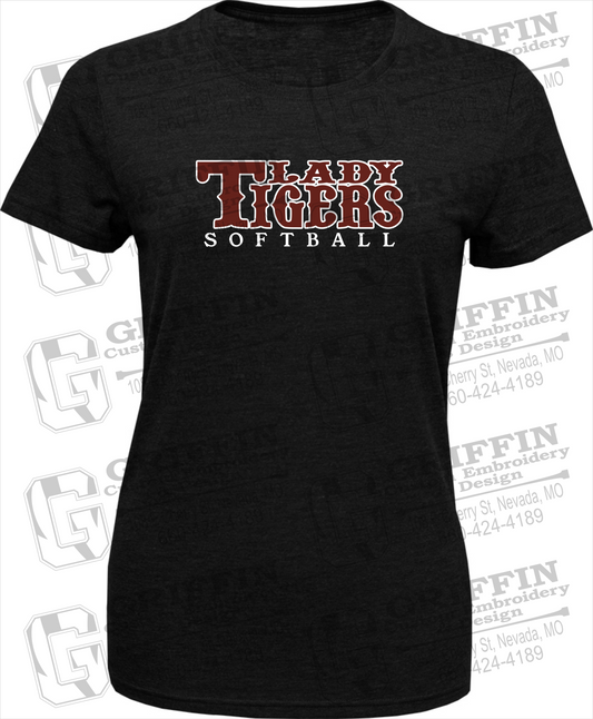 Womens Tri-Blend T-Shirt - Softball - Nevada Tigers 24-F