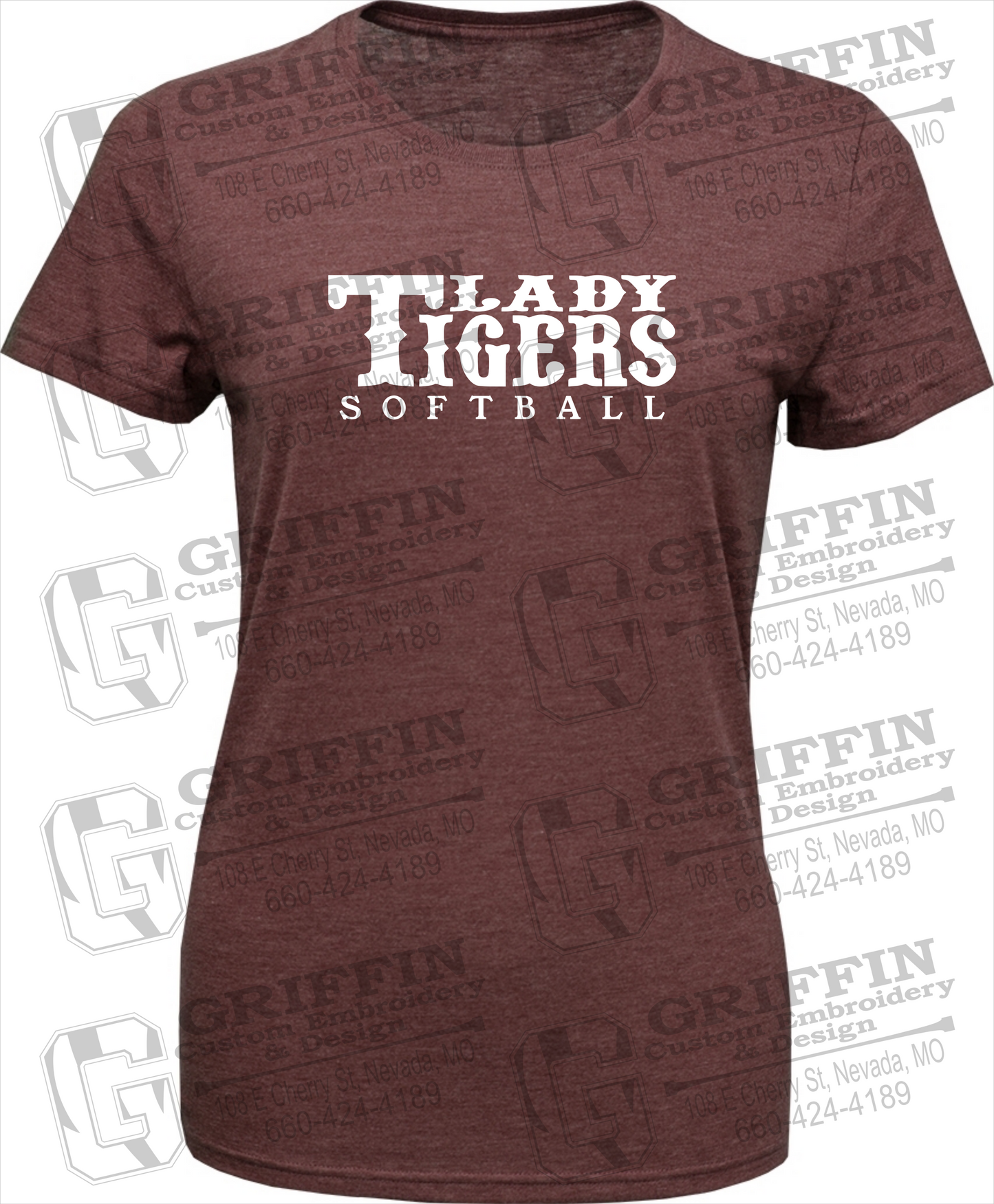 Womens Tri-Blend T-Shirt - Softball - Nevada Tigers 24-F