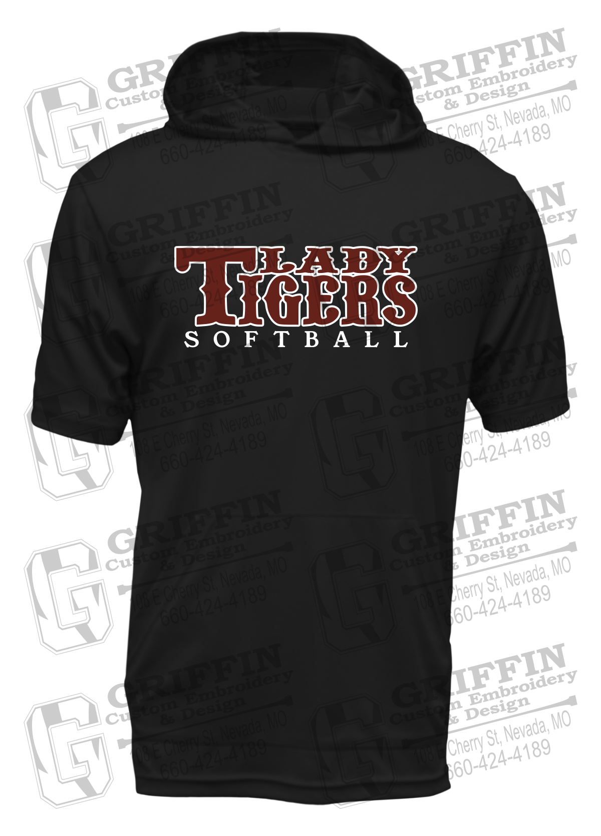 Dry-Fit Short Sleeve T-Shirt Hoodie - Softball - Nevada Tigers 24-F