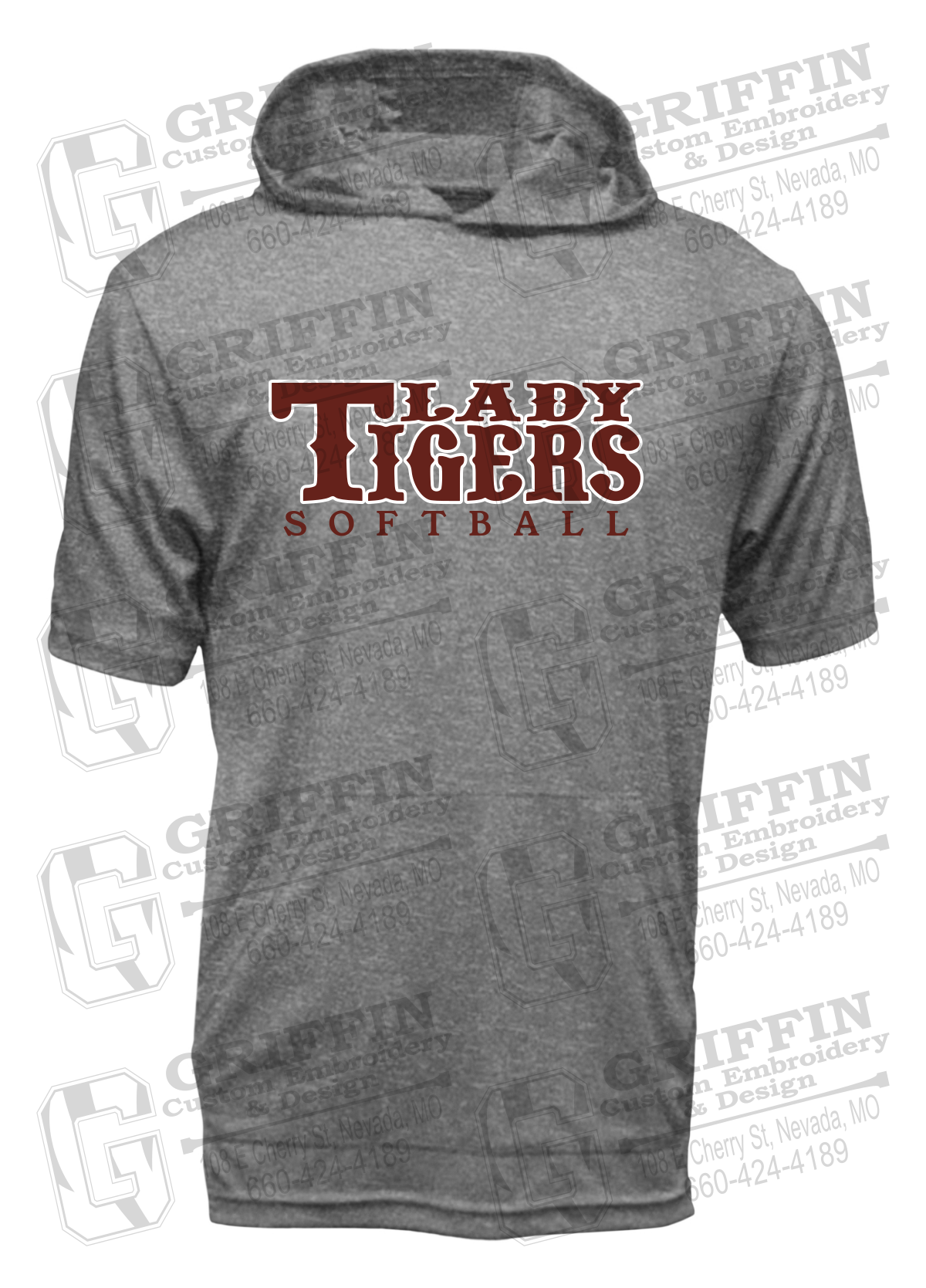 Dry-Fit Short Sleeve T-Shirt Hoodie - Softball - Nevada Tigers 24-F