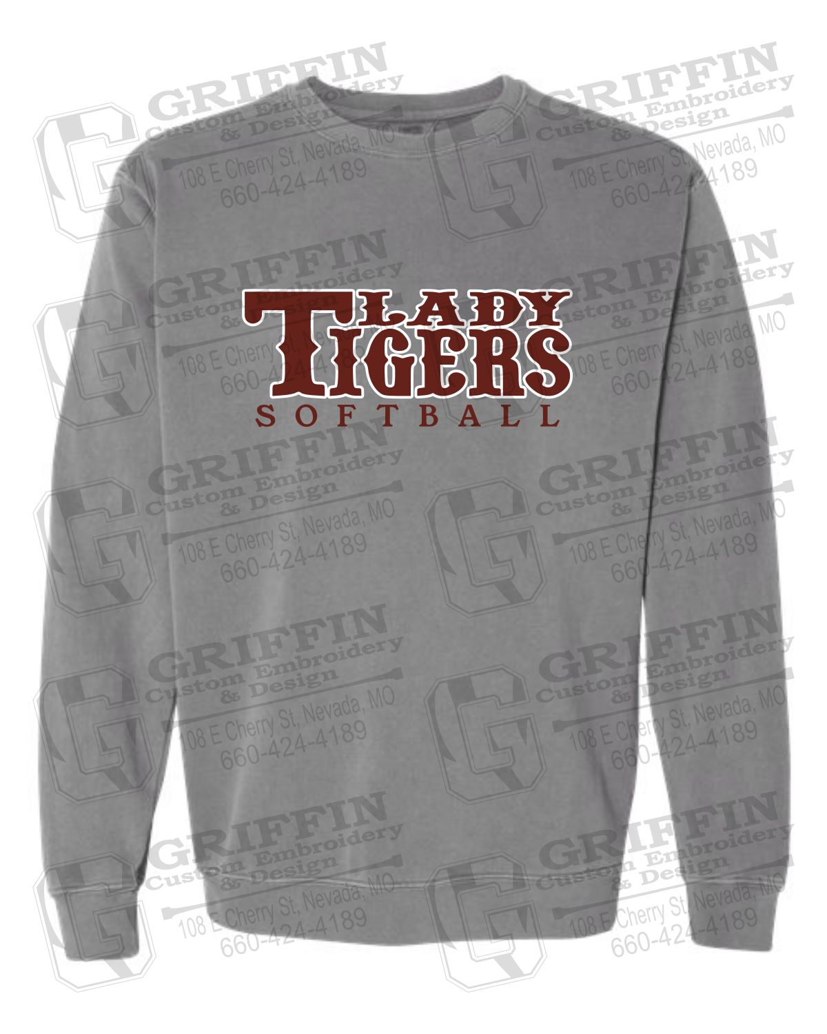 Comfort Colors Crewneck Sweatshirt - Softball - Nevada Tigers 24-F