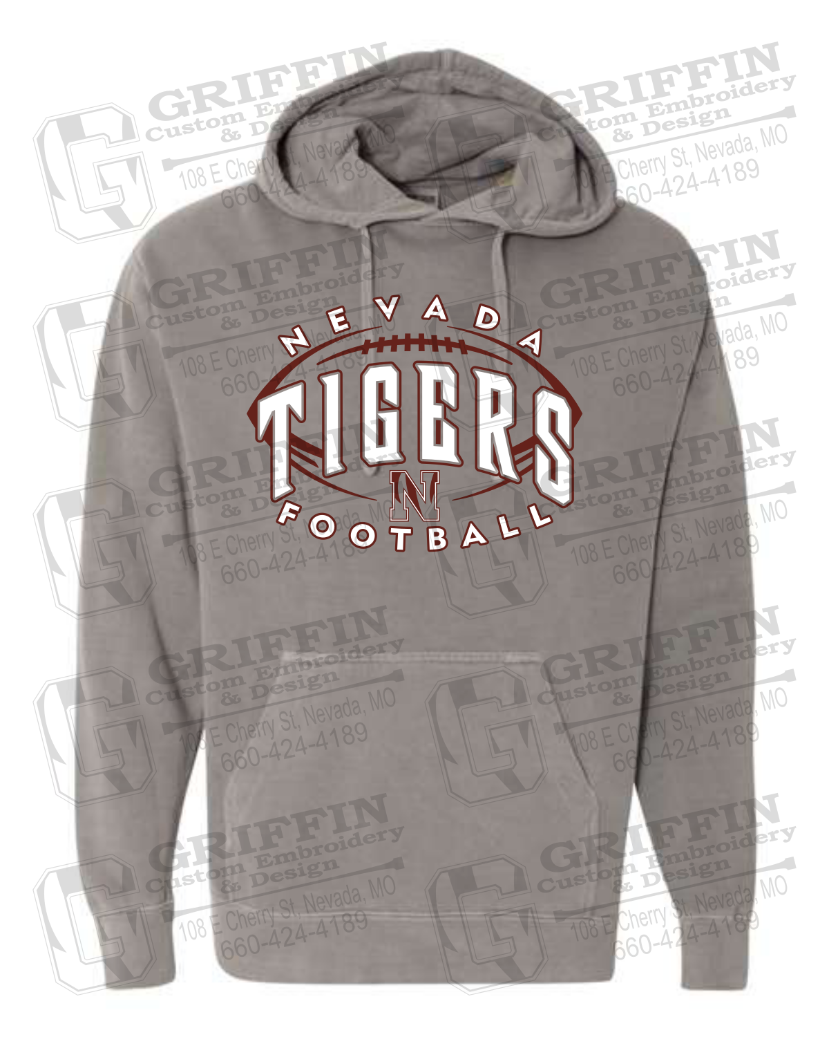 Comfort Colors Hoodie - Football - Nevada Tigers 24-G