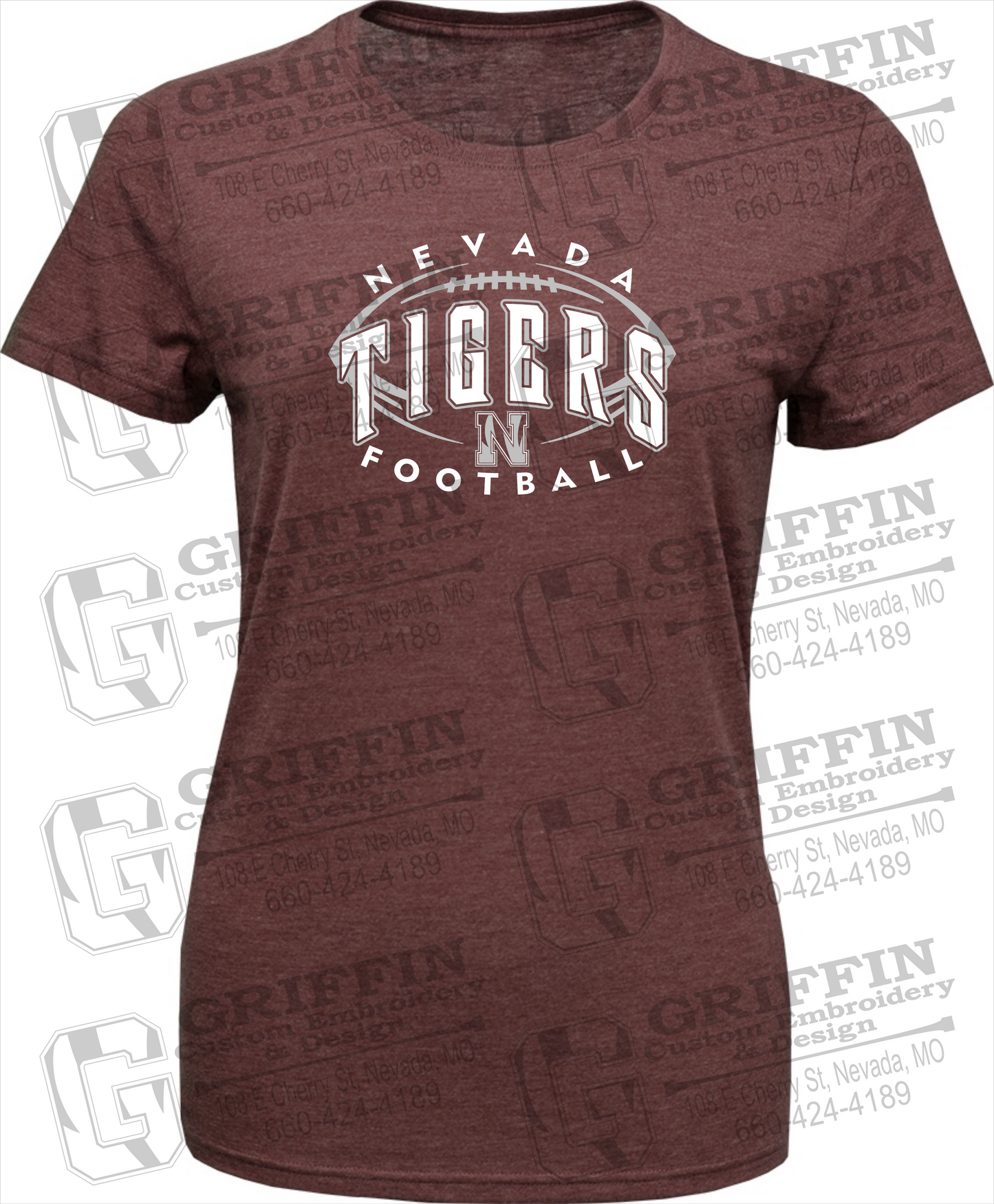 Womens Tri-Blend T-Shirt - Football - Nevada Tigers 24-G