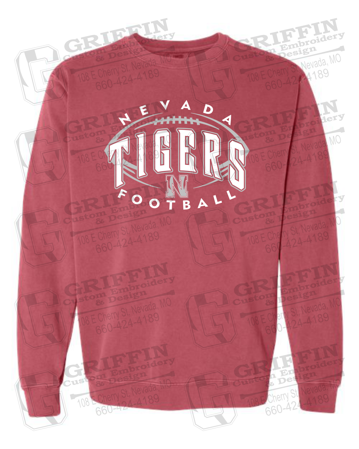 Comfort Colors Crewneck Sweatshirt - Football - Nevada Tigers 24-G
