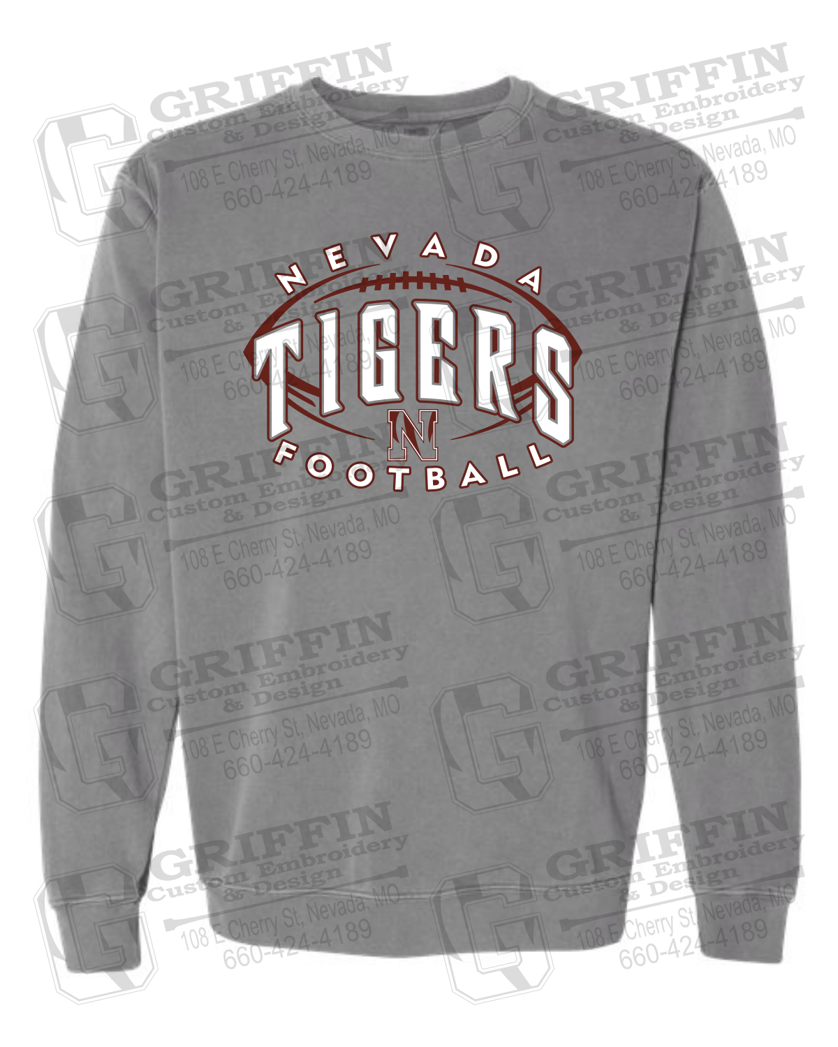 Comfort Colors Crewneck Sweatshirt - Football - Nevada Tigers 24-G