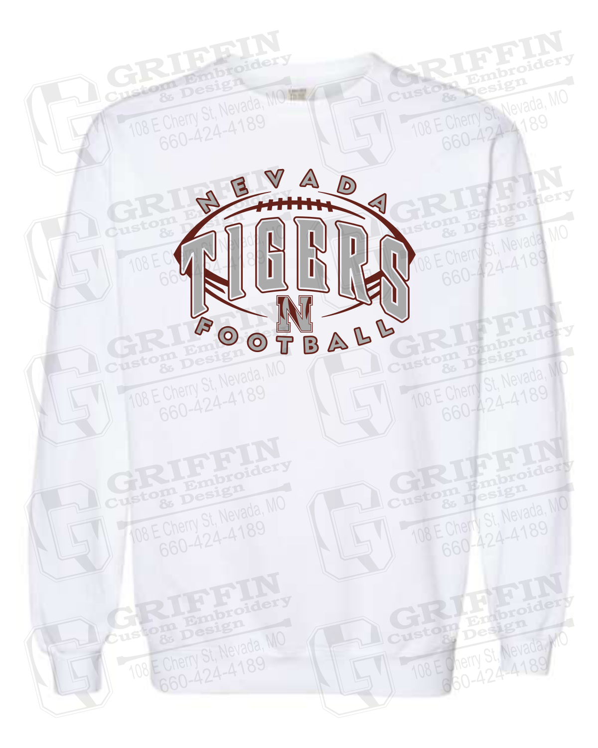 Comfort Colors Crewneck Sweatshirt - Football - Nevada Tigers 24-G