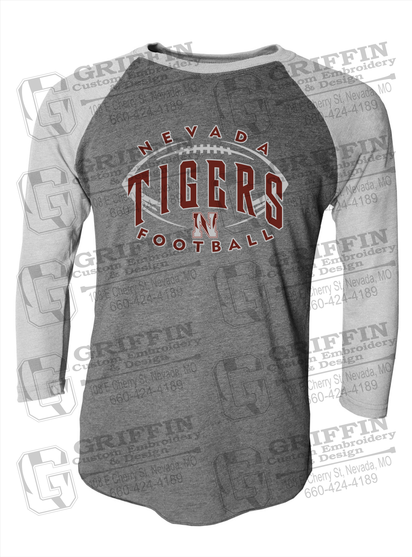 Tri-Blend Raglan Sleeve T-Shirt - Football - Nevada Tigers 24-G