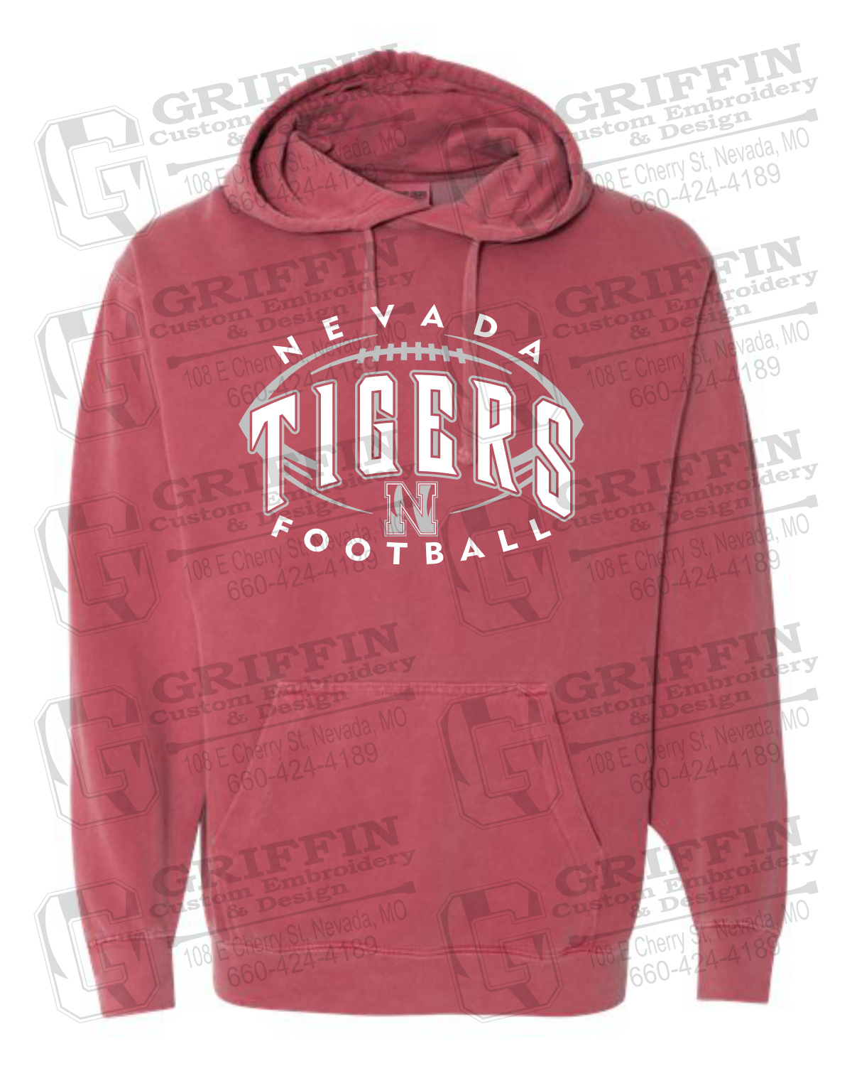 Comfort Colors Hoodie - Football - Nevada Tigers 24-G