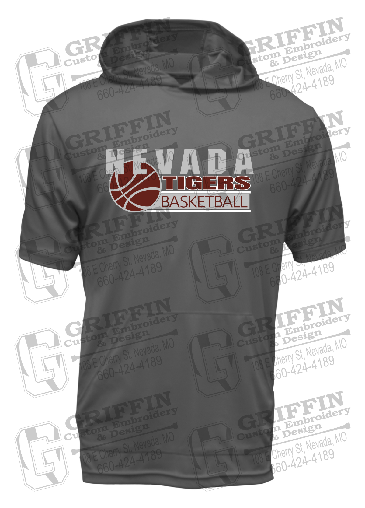 Dry-Fit Short Sleeve T-Shirt Hoodie - Basketball - Nevada Tigers 24-I