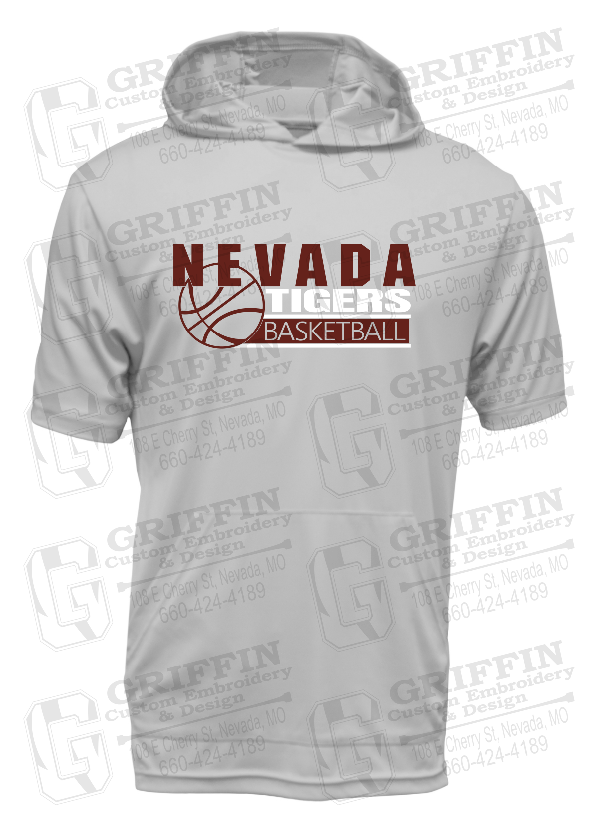 Dry-Fit Short Sleeve T-Shirt Hoodie - Basketball - Nevada Tigers 24-I