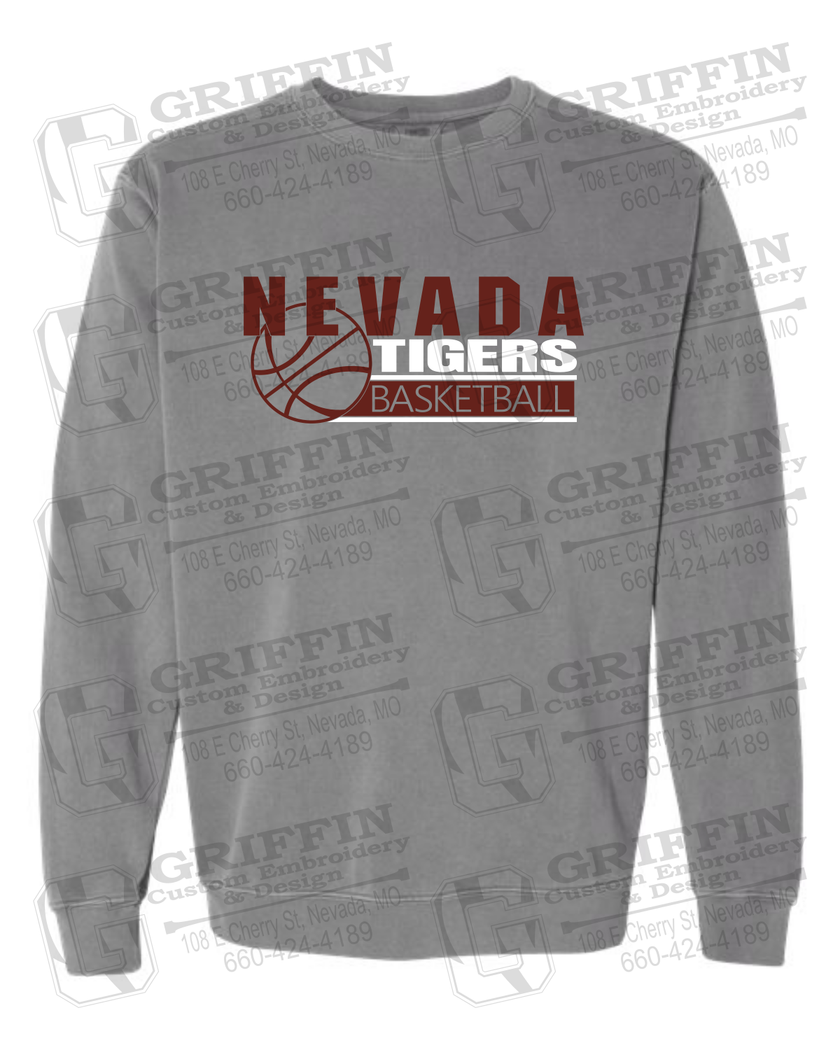 Comfort Colors Crewneck Sweatshirt - Basketball - Nevada Tigers 24-I