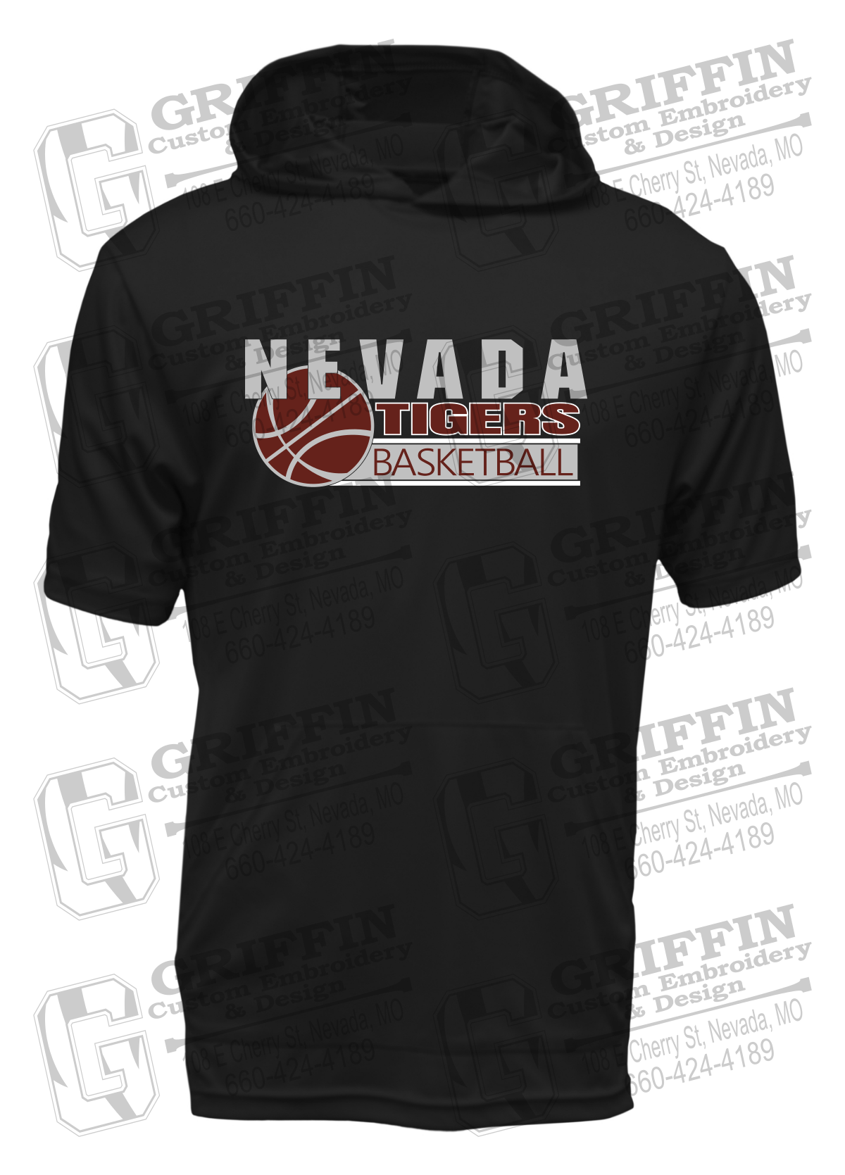 Dry-Fit Short Sleeve T-Shirt Hoodie - Basketball - Nevada Tigers 24-I