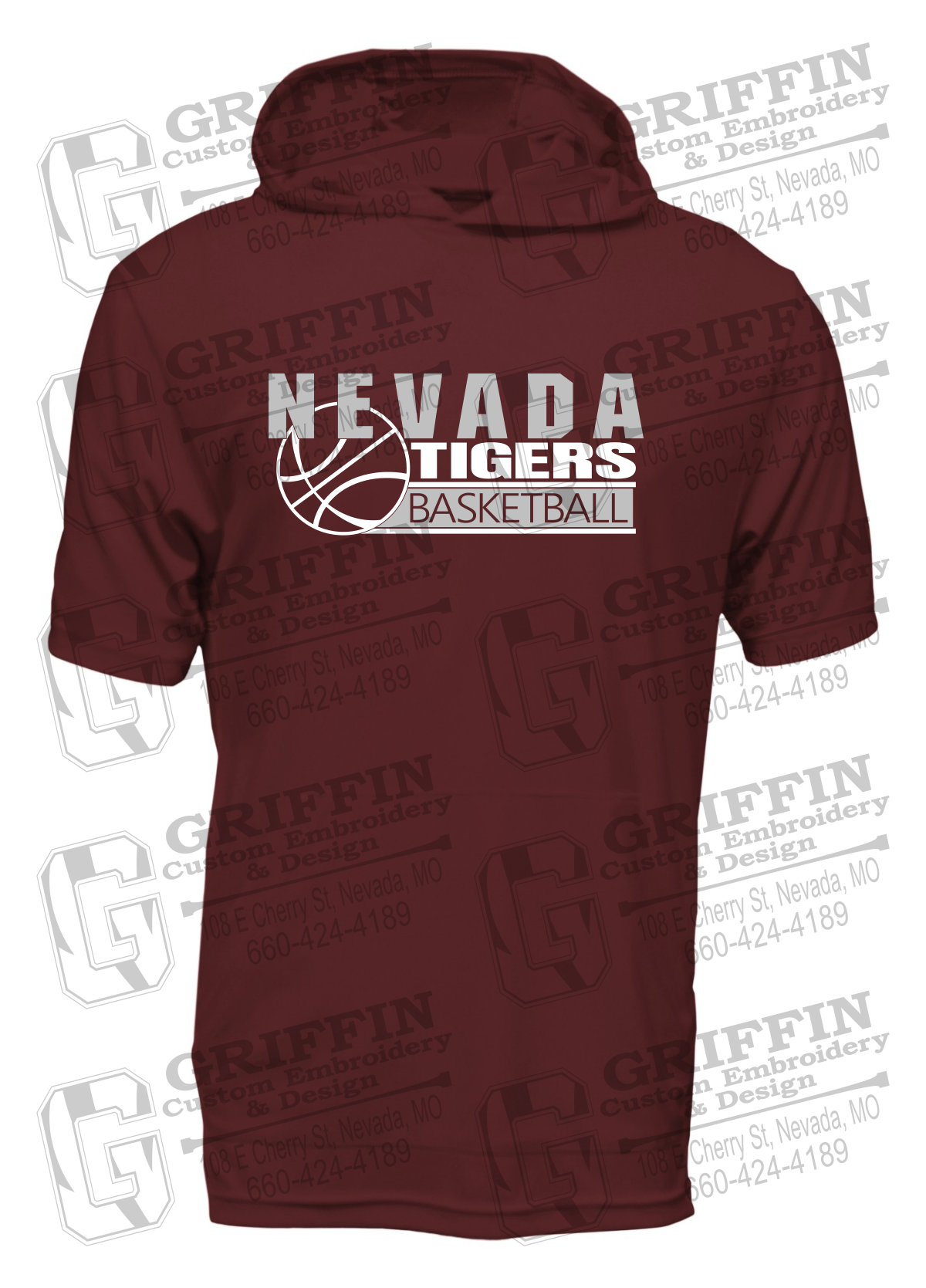 Dry-Fit Short Sleeve T-Shirt Hoodie - Basketball - Nevada Tigers 24-I