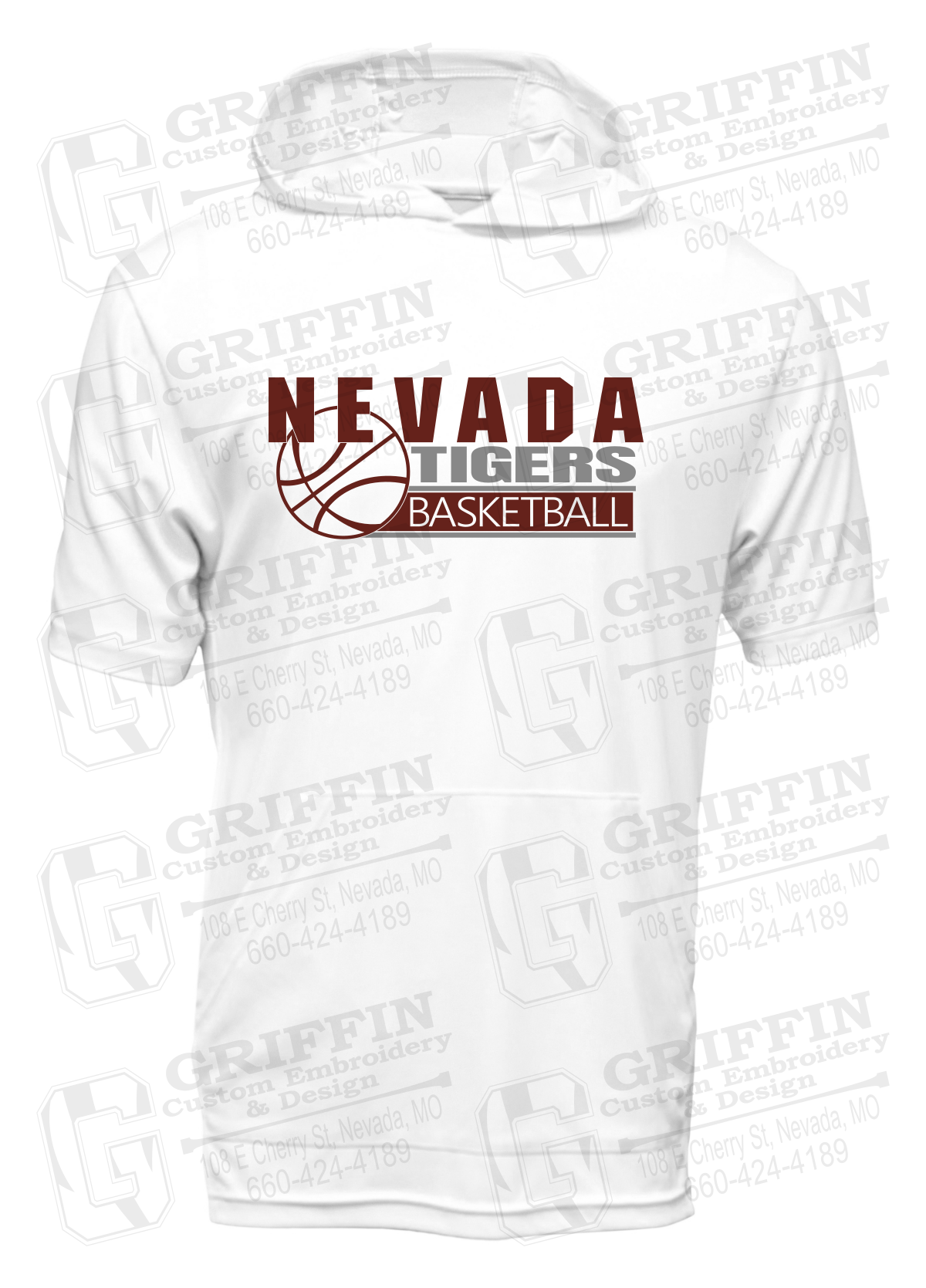 Dry-Fit Short Sleeve T-Shirt Hoodie - Basketball - Nevada Tigers 24-I