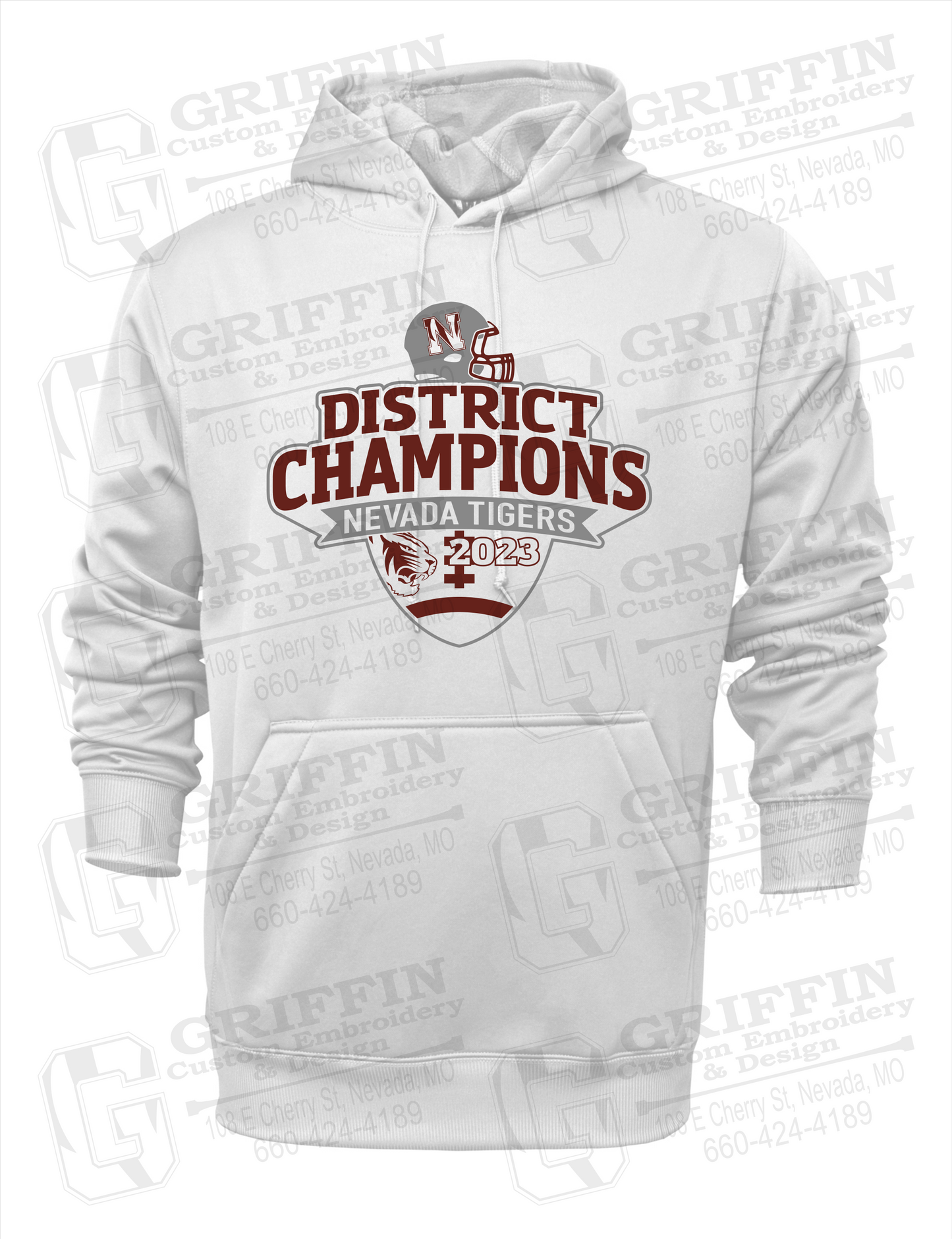Nevada Tigers 24-L Youth Hoodie - Football 2023 District Champions