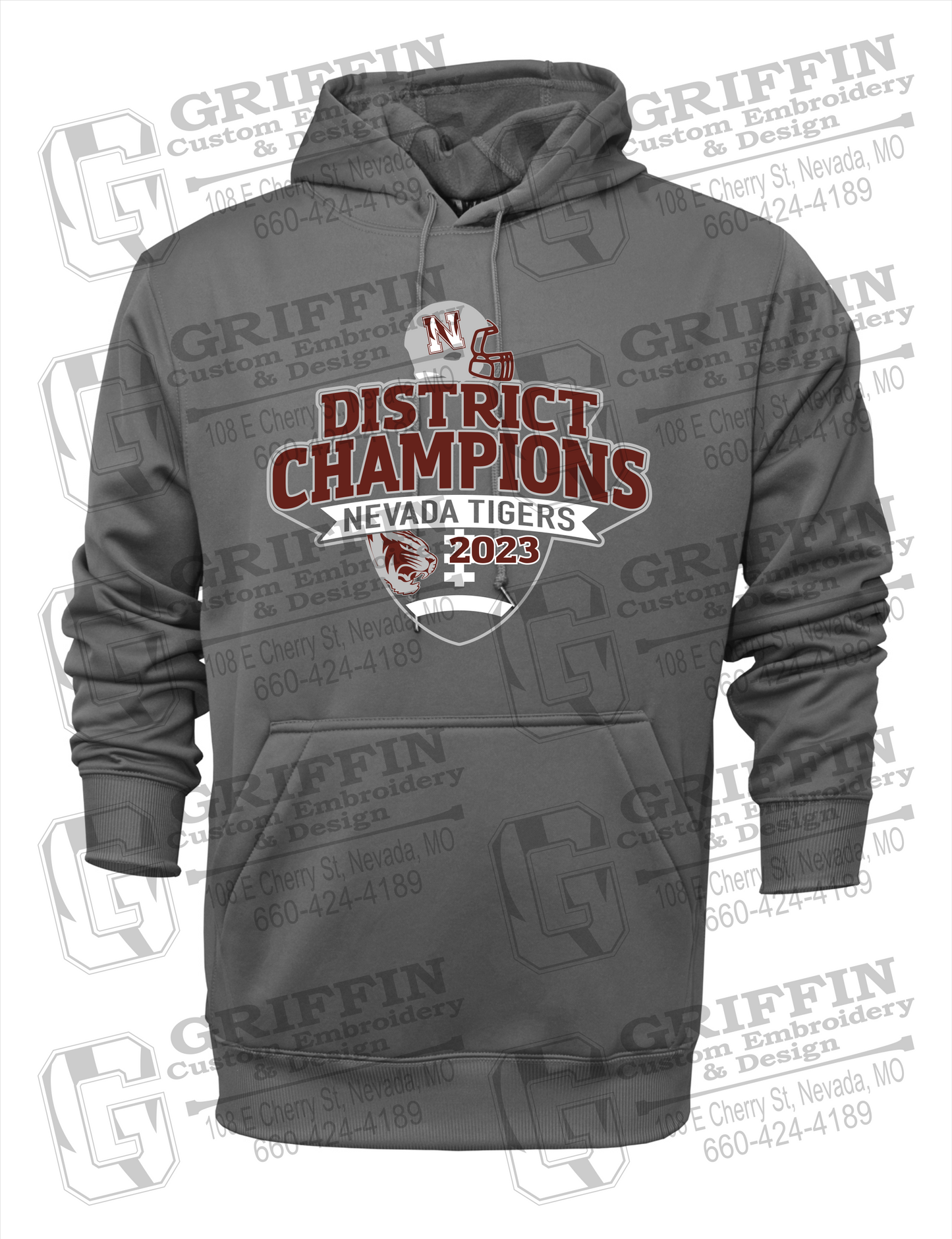 Nevada Tigers 24-L Youth Hoodie - Football 2023 District Champions