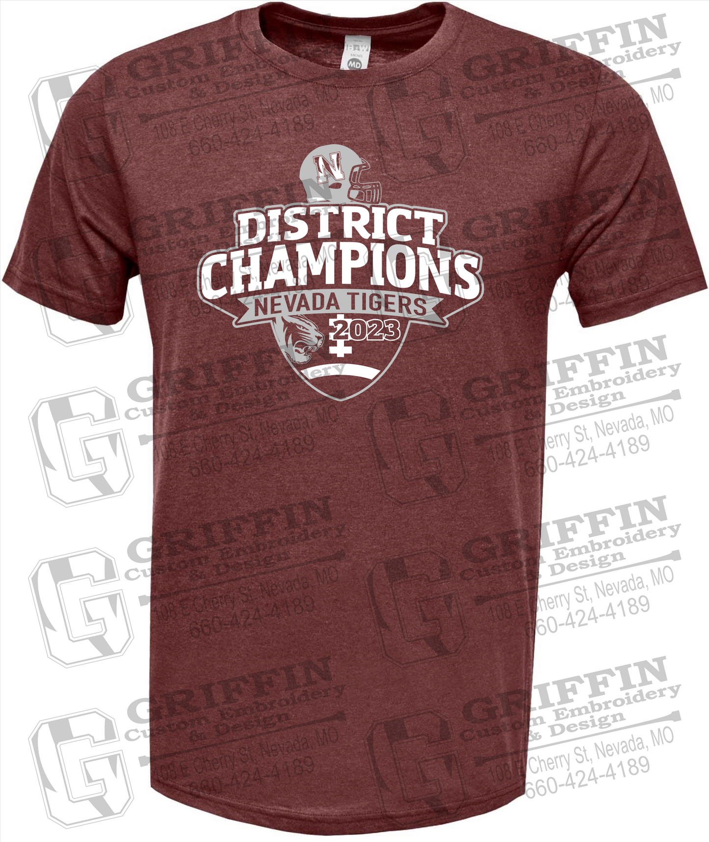 Soft-Tek Short Sleeve T-Shirt - Football 2023 District Champions - Nevada Tigers 24-L