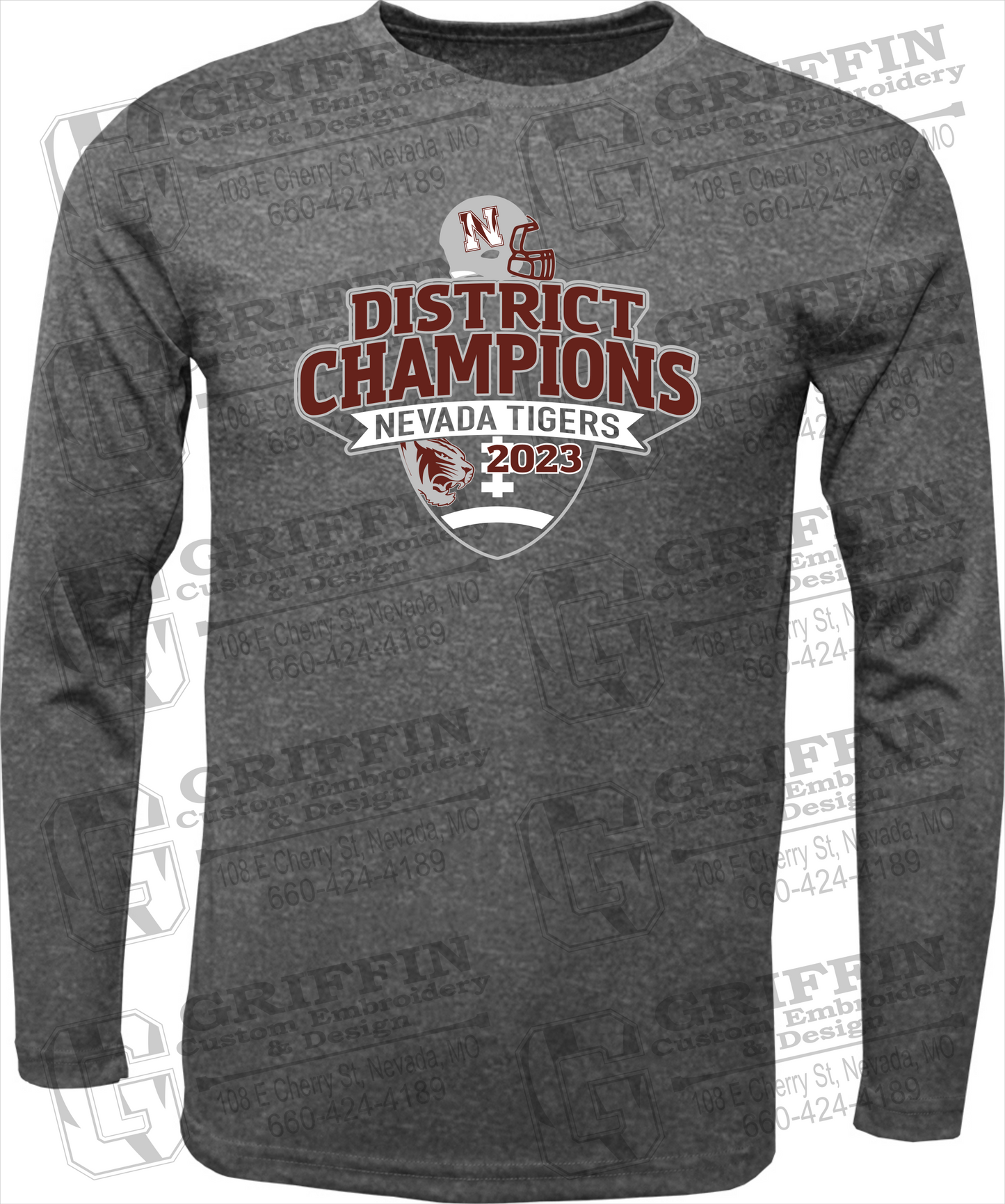 Dry-Fit Long Sleeve T-Shirt - Football 2023 District Champions - Nevada Tigers 24-L