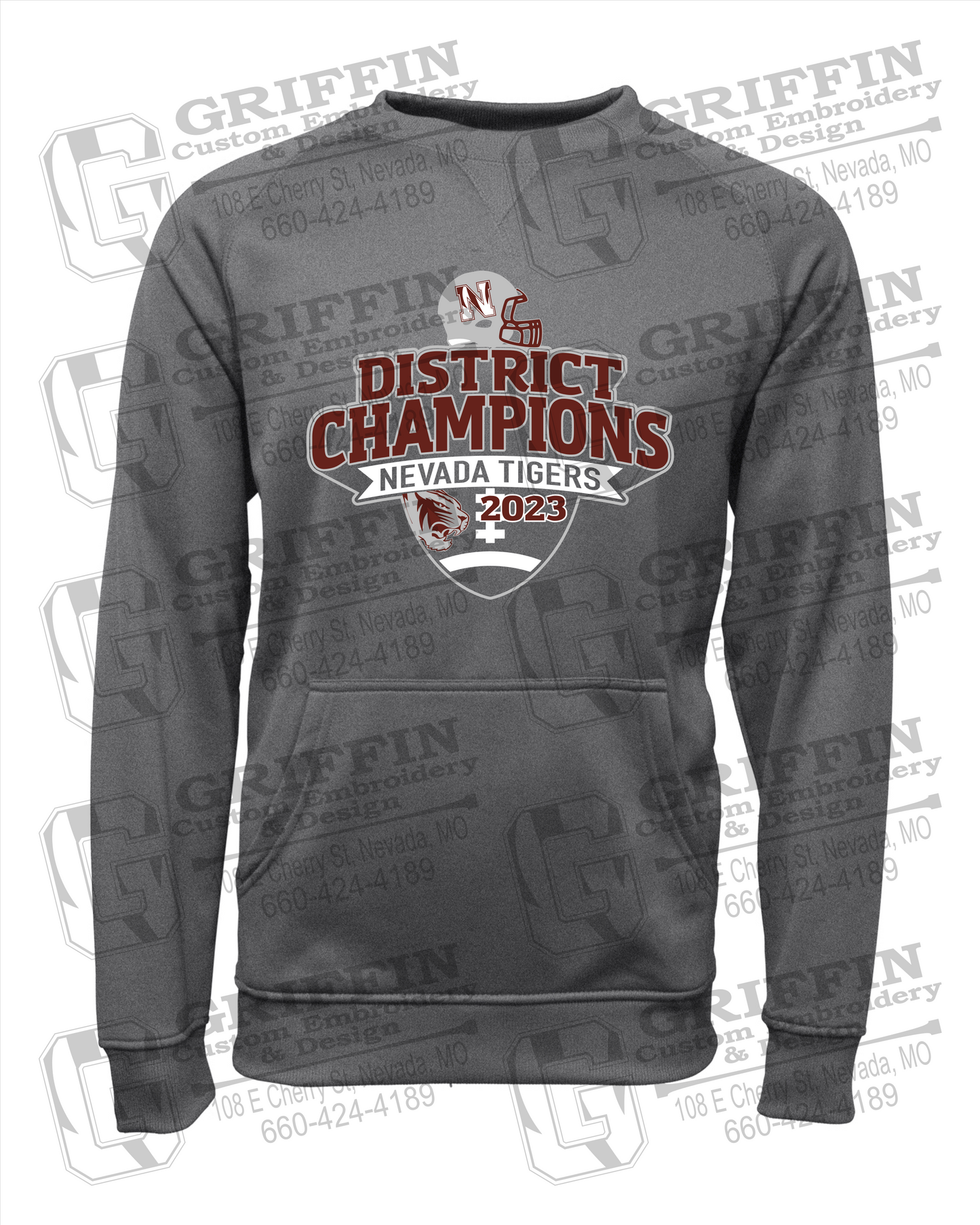Nevada Tigers 24-L Youth Sweatshirt - Football 2023 District Champions