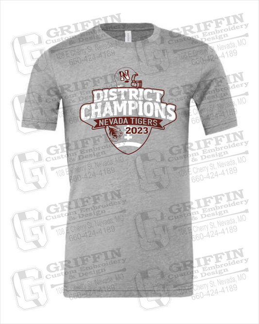 Cotton Short Sleeve T-Shirt - Football 2023 District Champions - Nevada Tigers 24-L