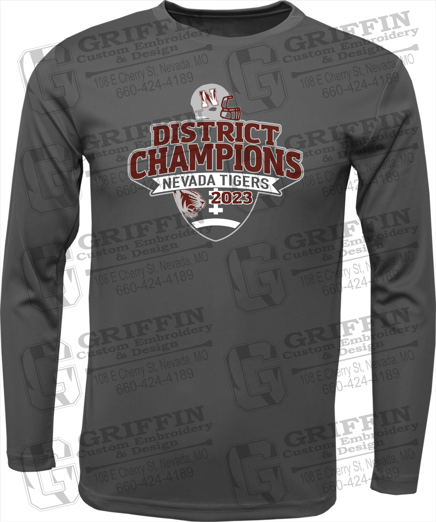 Dry-Fit Long Sleeve T-Shirt - Football 2023 District Champions - Nevada Tigers 24-L