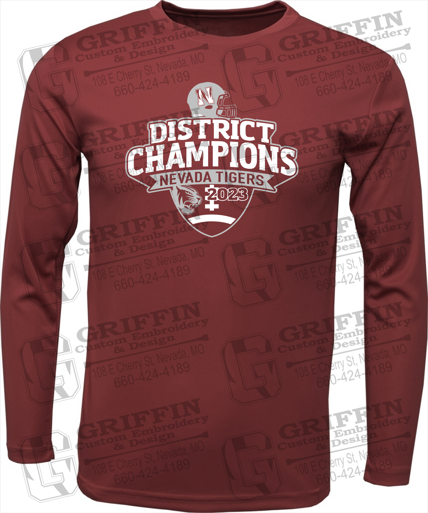 Dry-Fit Long Sleeve T-Shirt - Football 2023 District Champions - Nevada Tigers 24-L