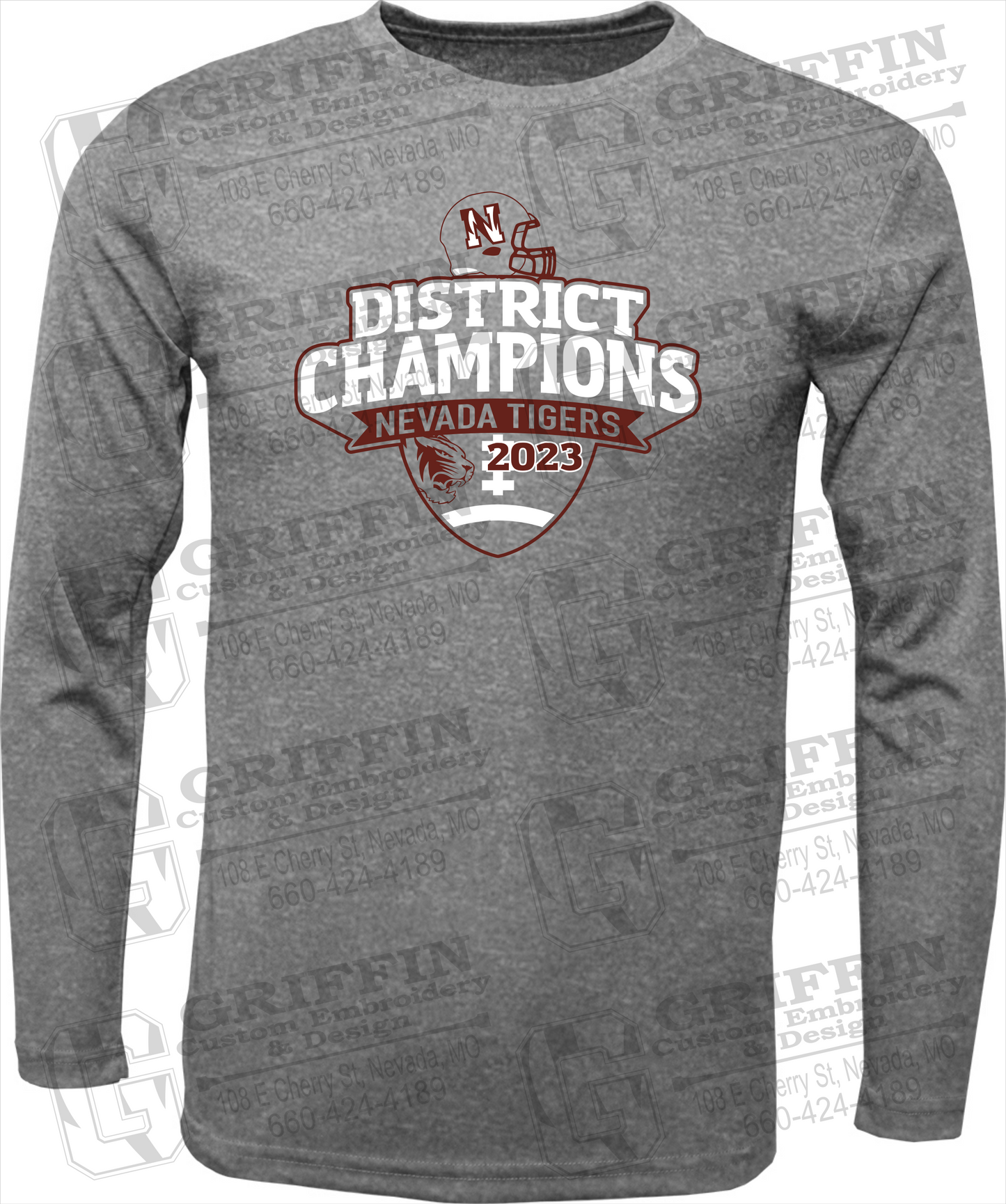 Dry-Fit Long Sleeve T-Shirt - Football 2023 District Champions - Nevada Tigers 24-L