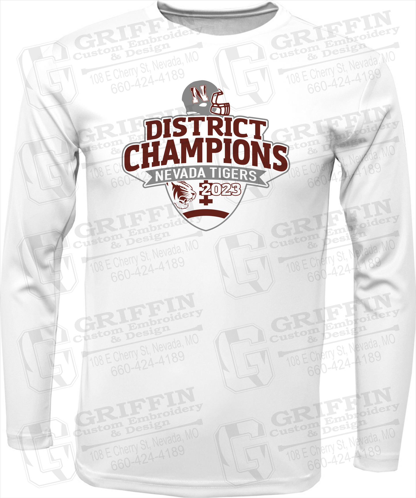 Dry-Fit Long Sleeve T-Shirt - Football 2023 District Champions - Nevada Tigers 24-L