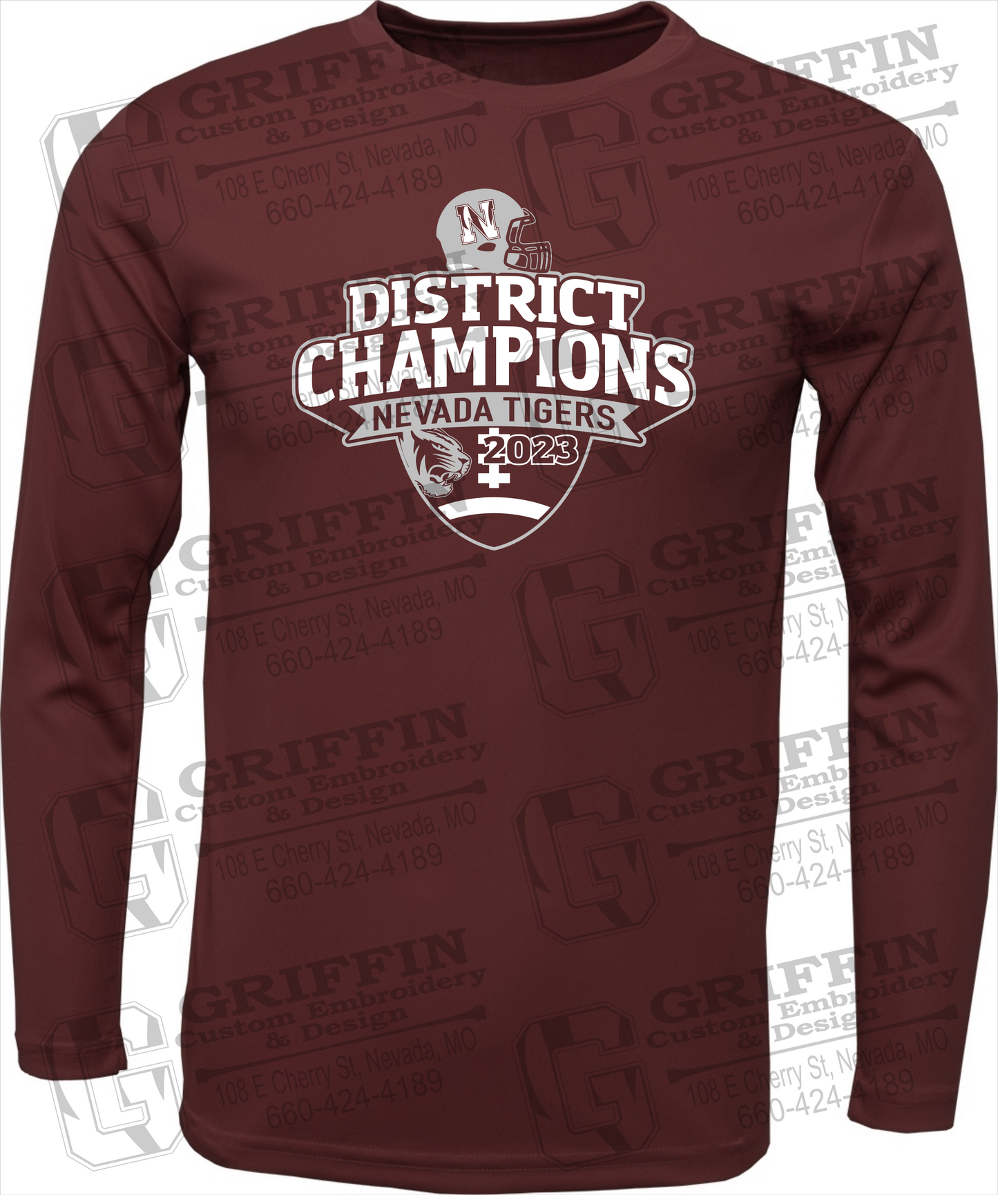 Dry-Fit Long Sleeve T-Shirt - Football 2023 District Champions - Nevada Tigers 24-L