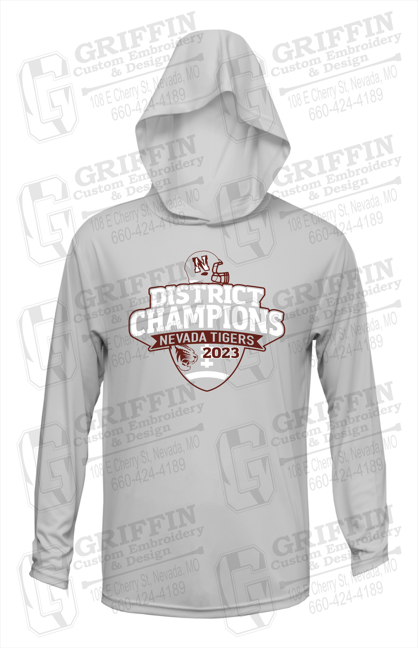 Dry-Fit T-Shirt Hoodie - Football 2023 District Champions - Nevada Tigers 24-L