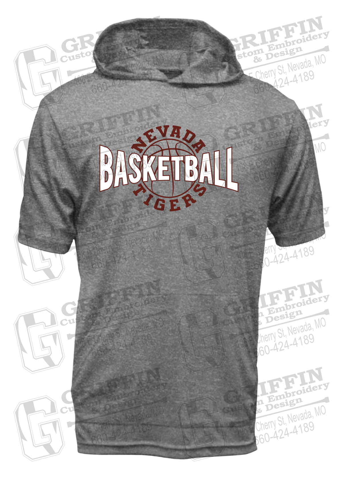 Dry-Fit Short Sleeve T-Shirt Hoodie - Basketball - Nevada Tigers 24-M