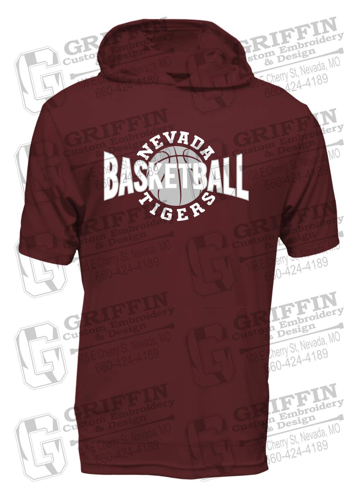 Dry-Fit Short Sleeve T-Shirt Hoodie - Basketball - Nevada Tigers 24-M