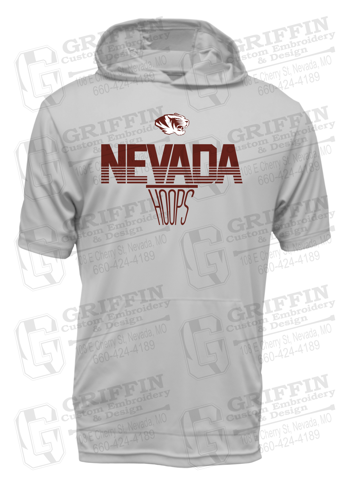 Dry-Fit Short Sleeve T-Shirt Hoodie - Basketball - Nevada Tigers 24-N