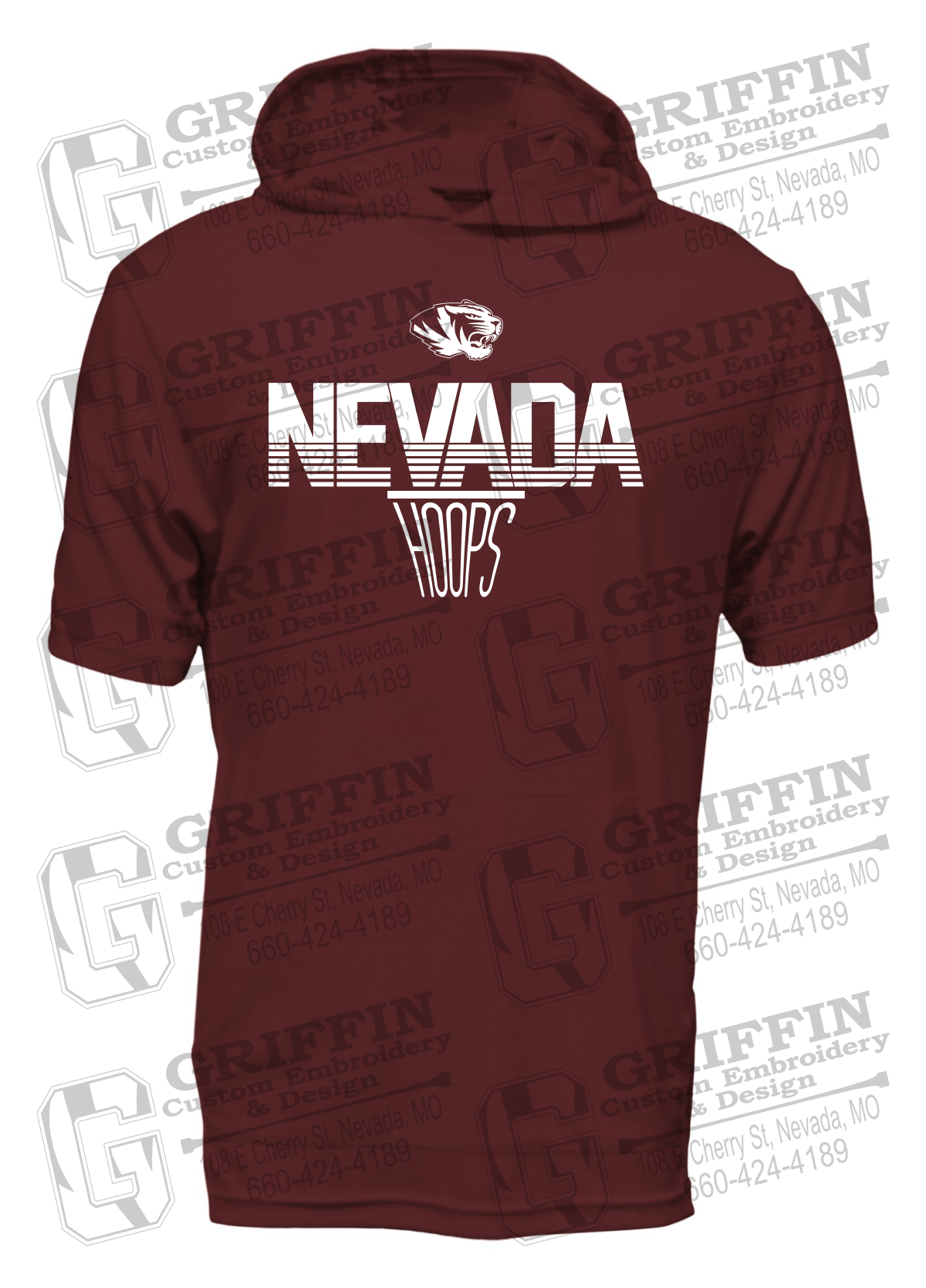 Dry-Fit Short Sleeve T-Shirt Hoodie - Basketball - Nevada Tigers 24-N