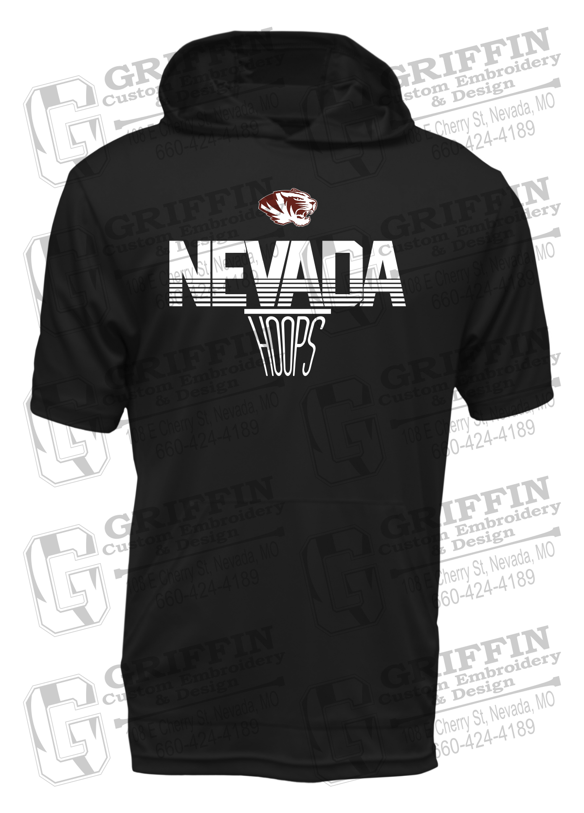 Dry-Fit Short Sleeve T-Shirt Hoodie - Basketball - Nevada Tigers 24-N