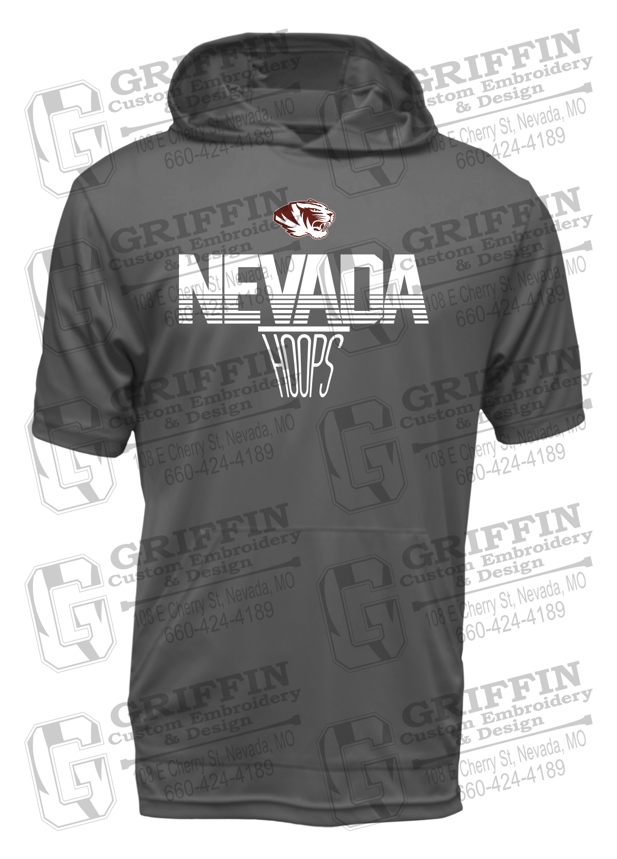 Dry-Fit Short Sleeve T-Shirt Hoodie - Basketball - Nevada Tigers 24-N