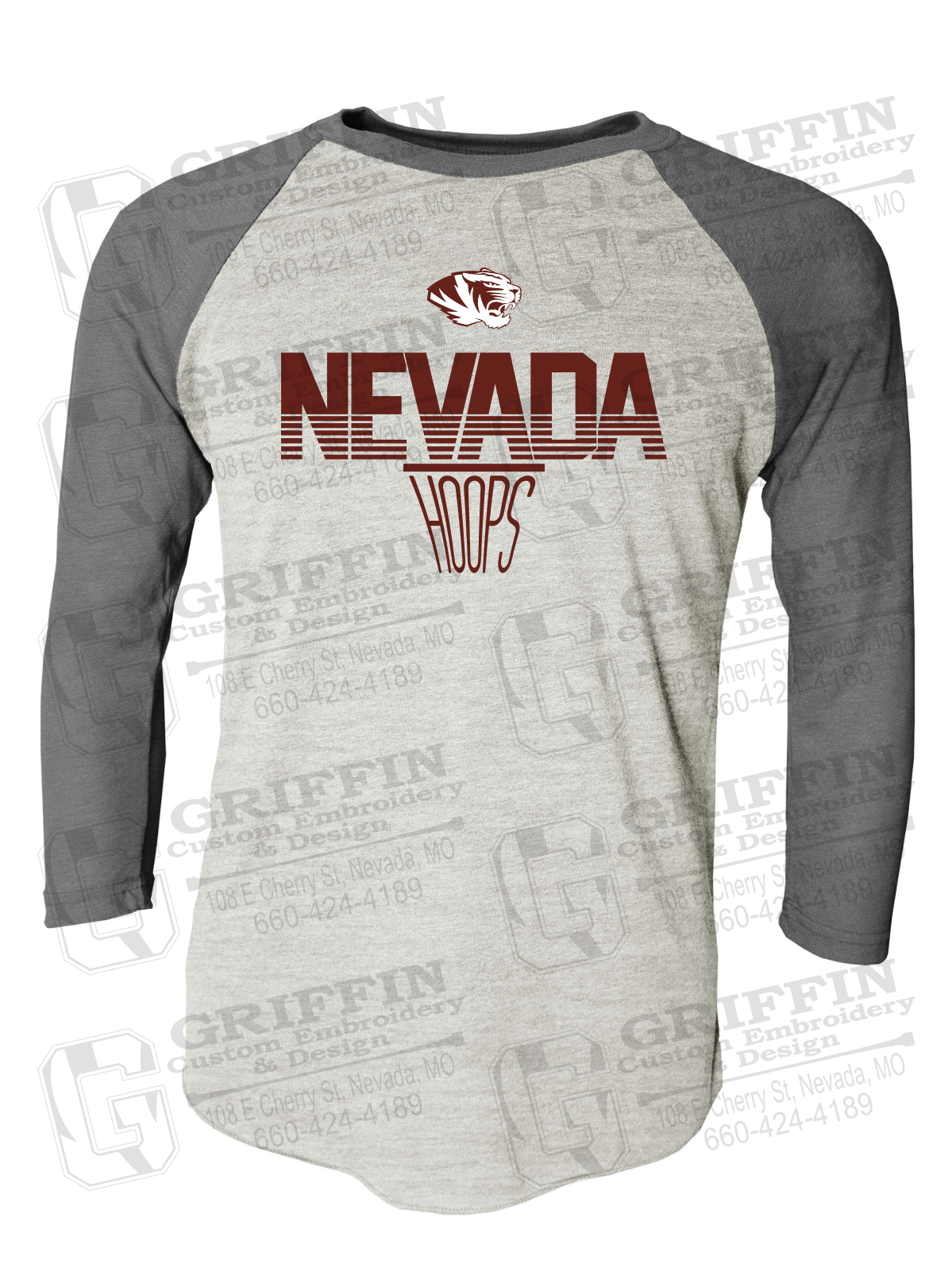 Tri-Blend Raglan Sleeve T-Shirt - Basketball - Nevada Tigers 24-N