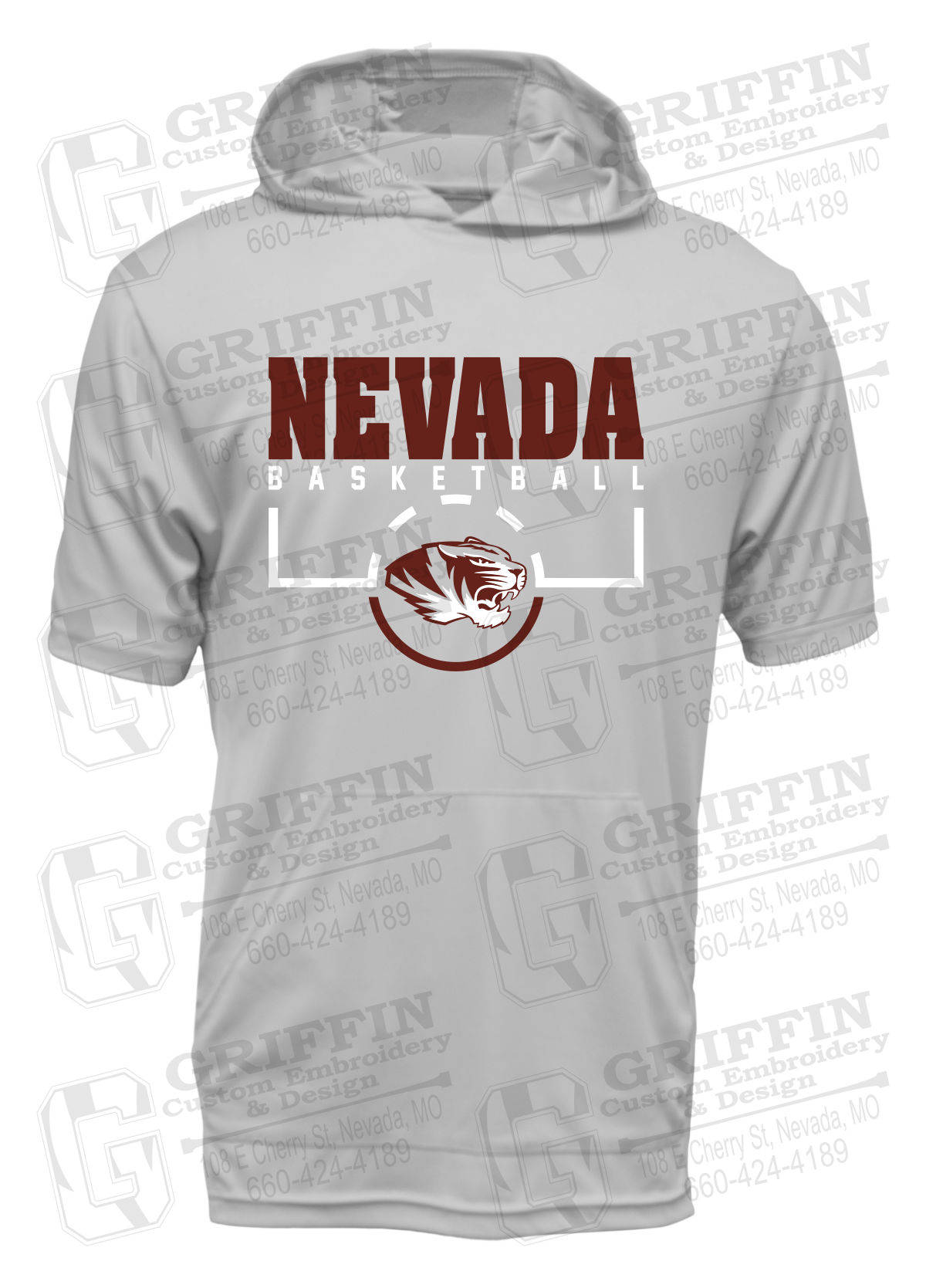 Dry-Fit Short Sleeve T-Shirt Hoodie - Basketball - Nevada Tigers 24-P