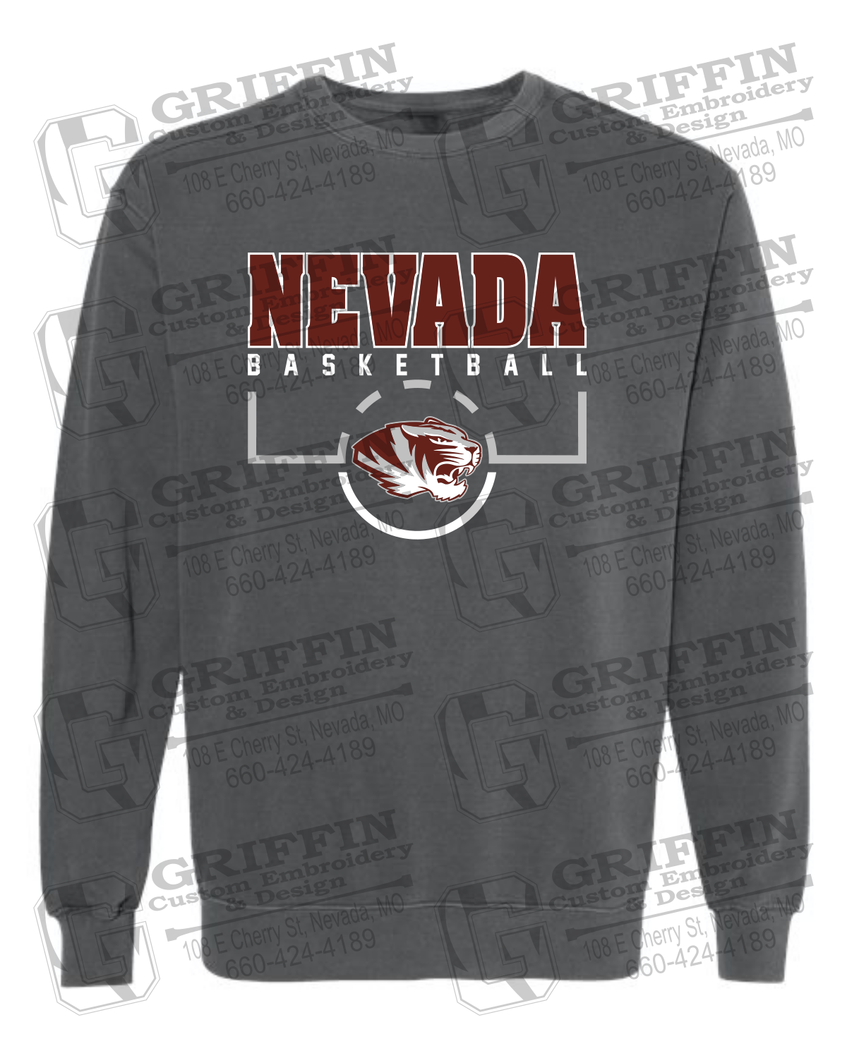 Comfort Colors Crewneck Sweatshirt - Basketball - Nevada Tigers 24-P