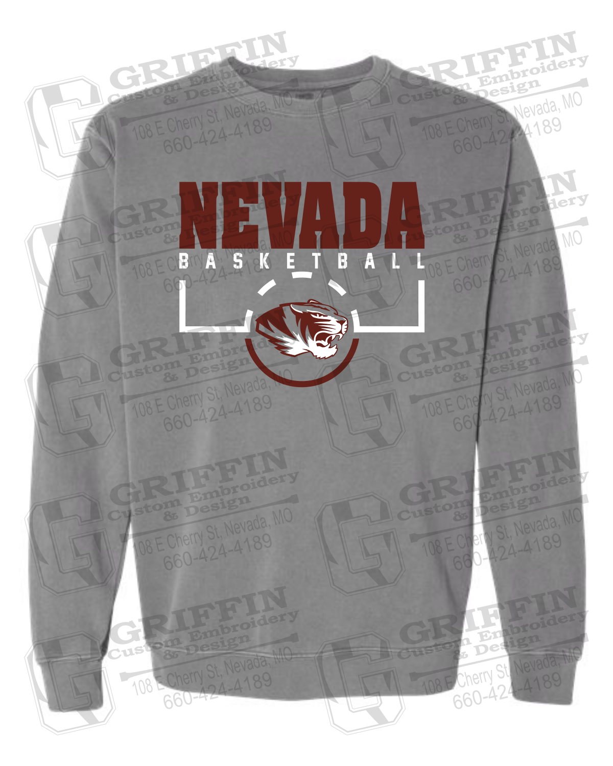 Comfort Colors Crewneck Sweatshirt - Basketball - Nevada Tigers 24-P