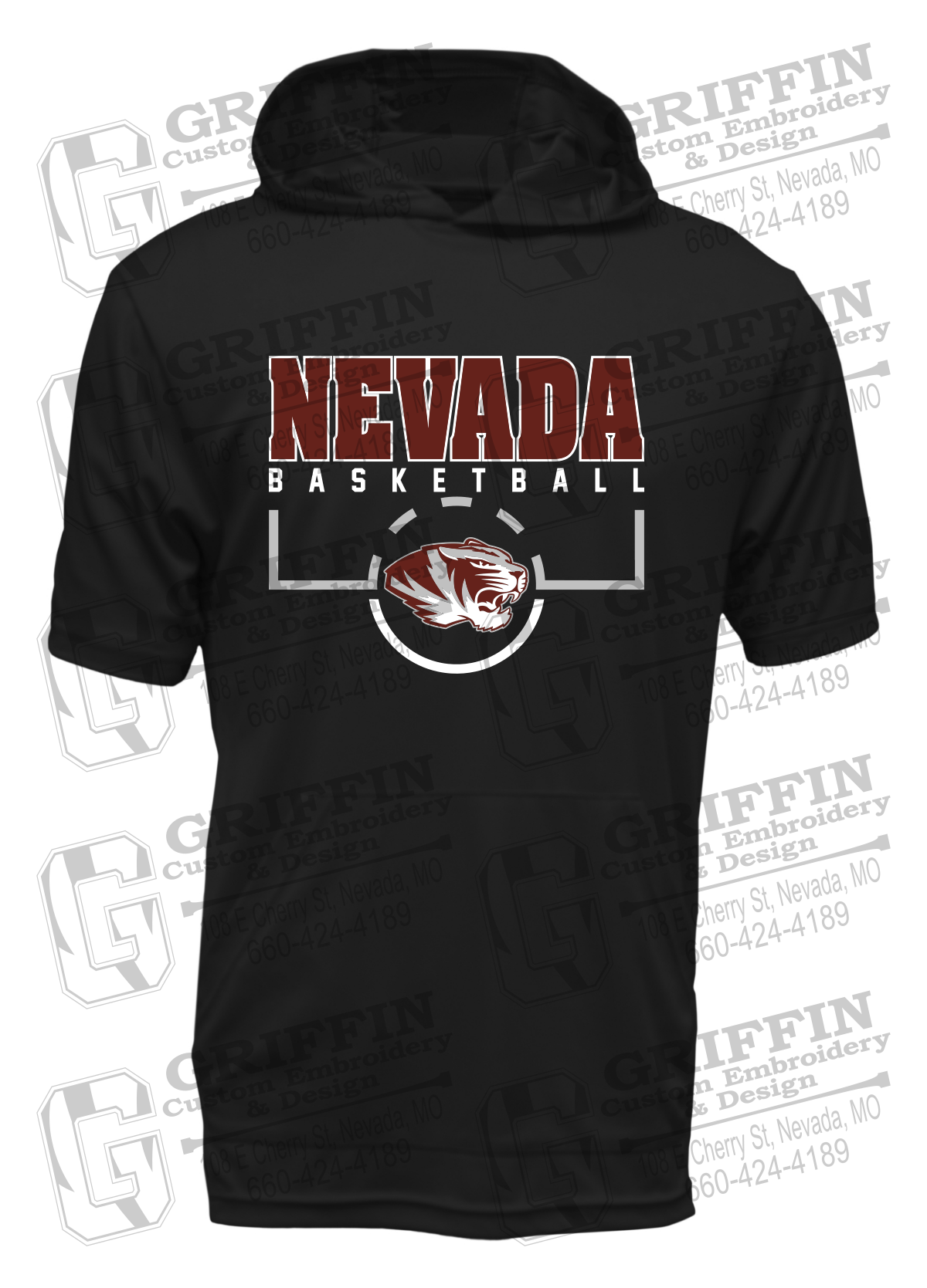Dry-Fit Short Sleeve T-Shirt Hoodie - Basketball - Nevada Tigers 24-P