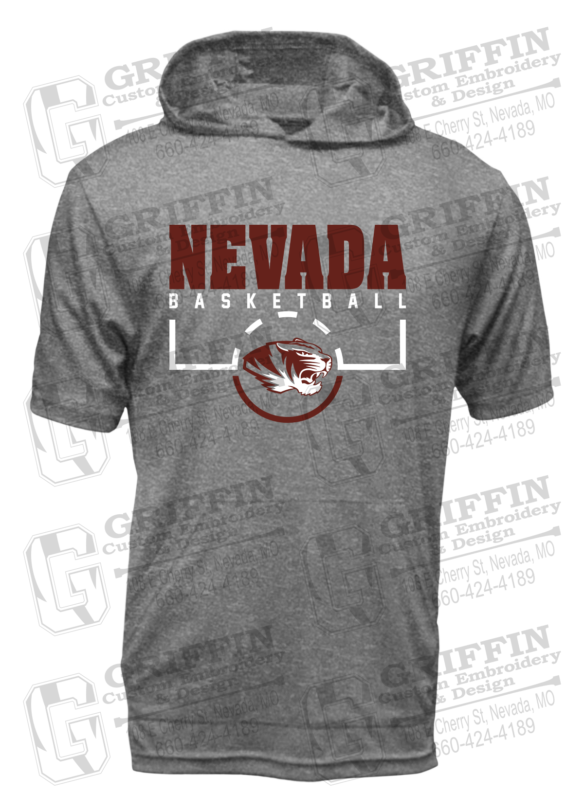 Dry-Fit Short Sleeve T-Shirt Hoodie - Basketball - Nevada Tigers 24-P