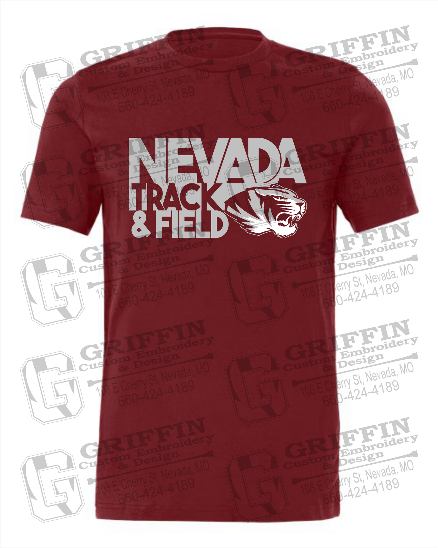 Nevada Tigers 24-Q 100% Cotton Short Sleeve T-Shirt - Track & Field